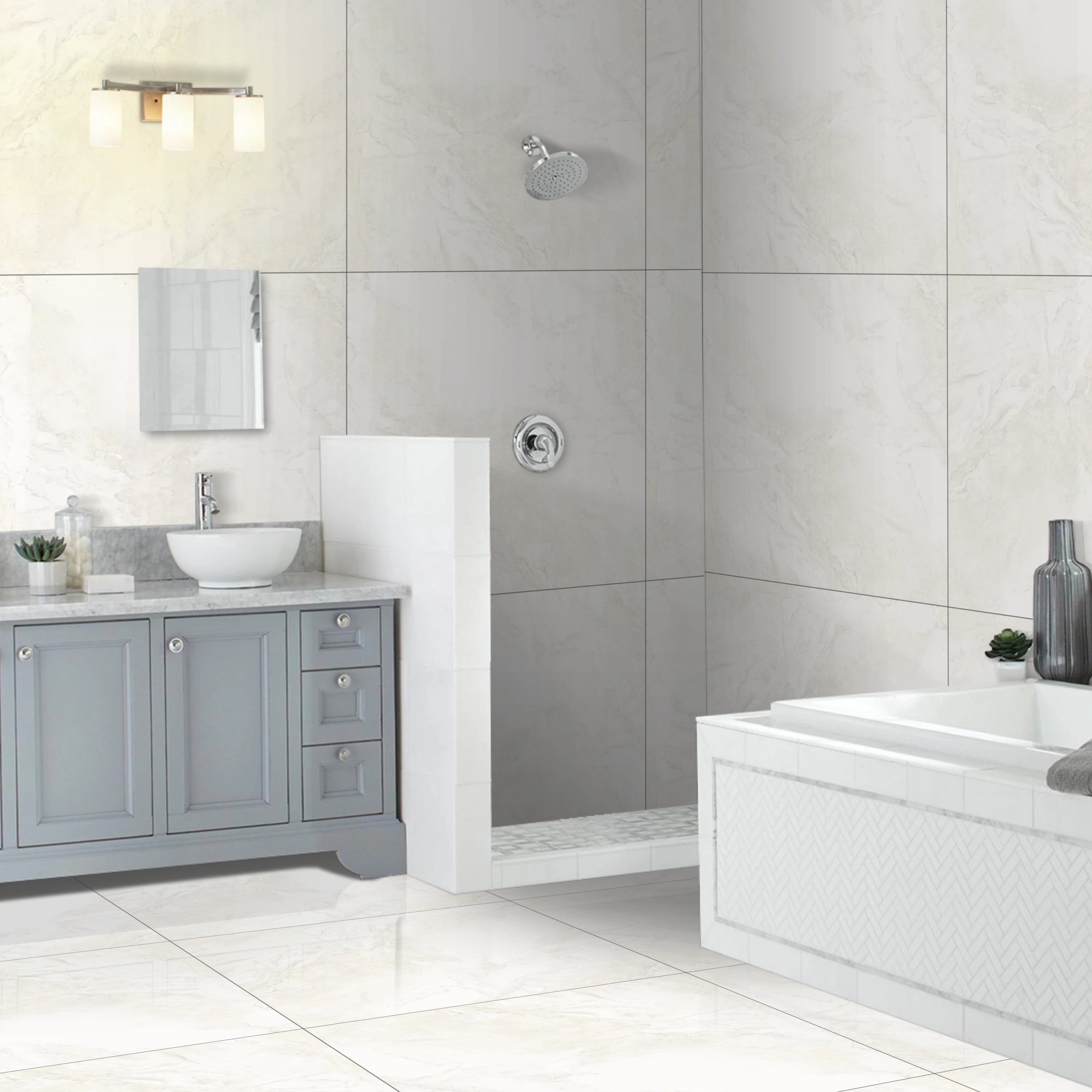 Neptune Cream Marble Polished Porcelain Wall Floor Tile 60x60cm