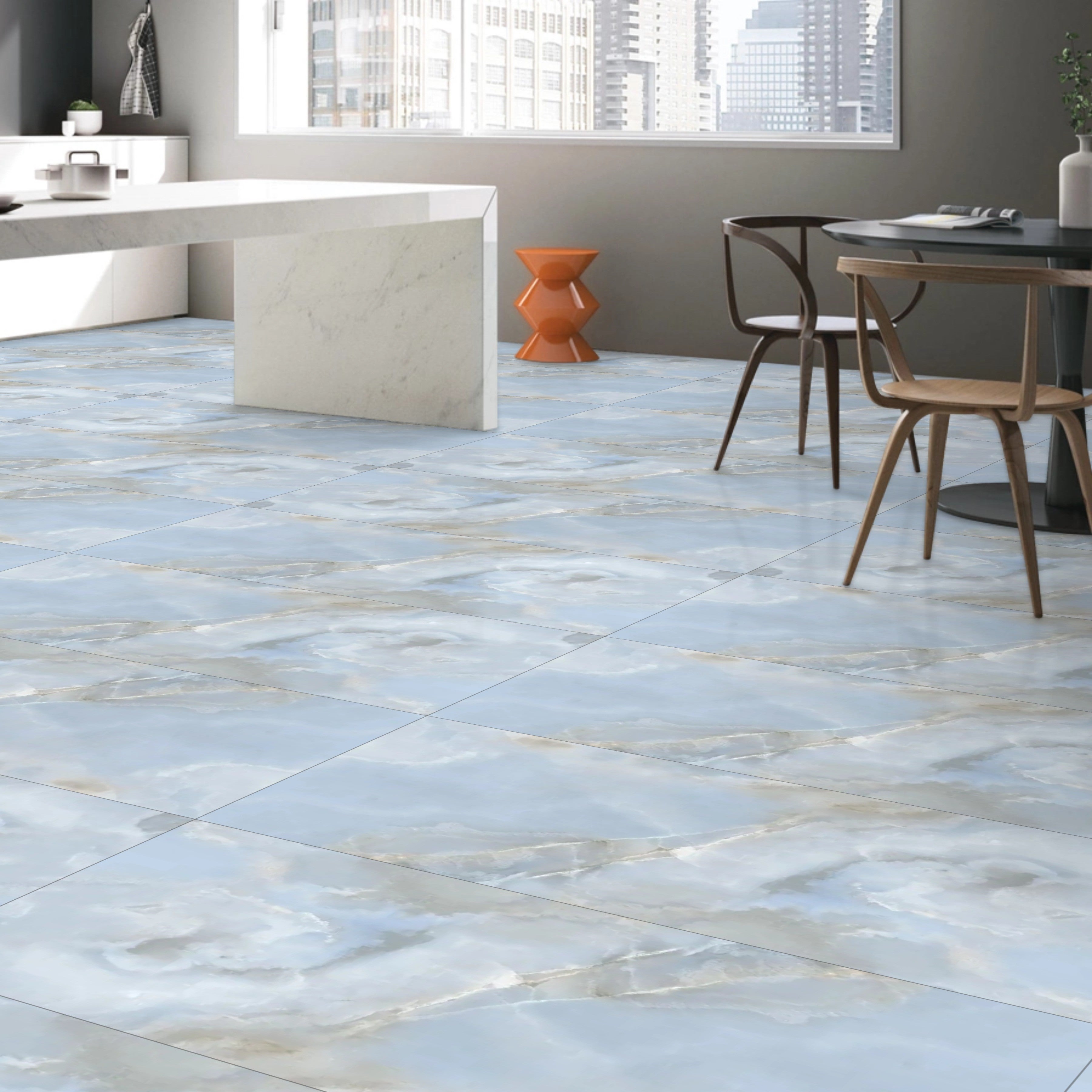 Wellspring Blue Onyx  tiles 60x120cm Gloss Porcelain Tiles