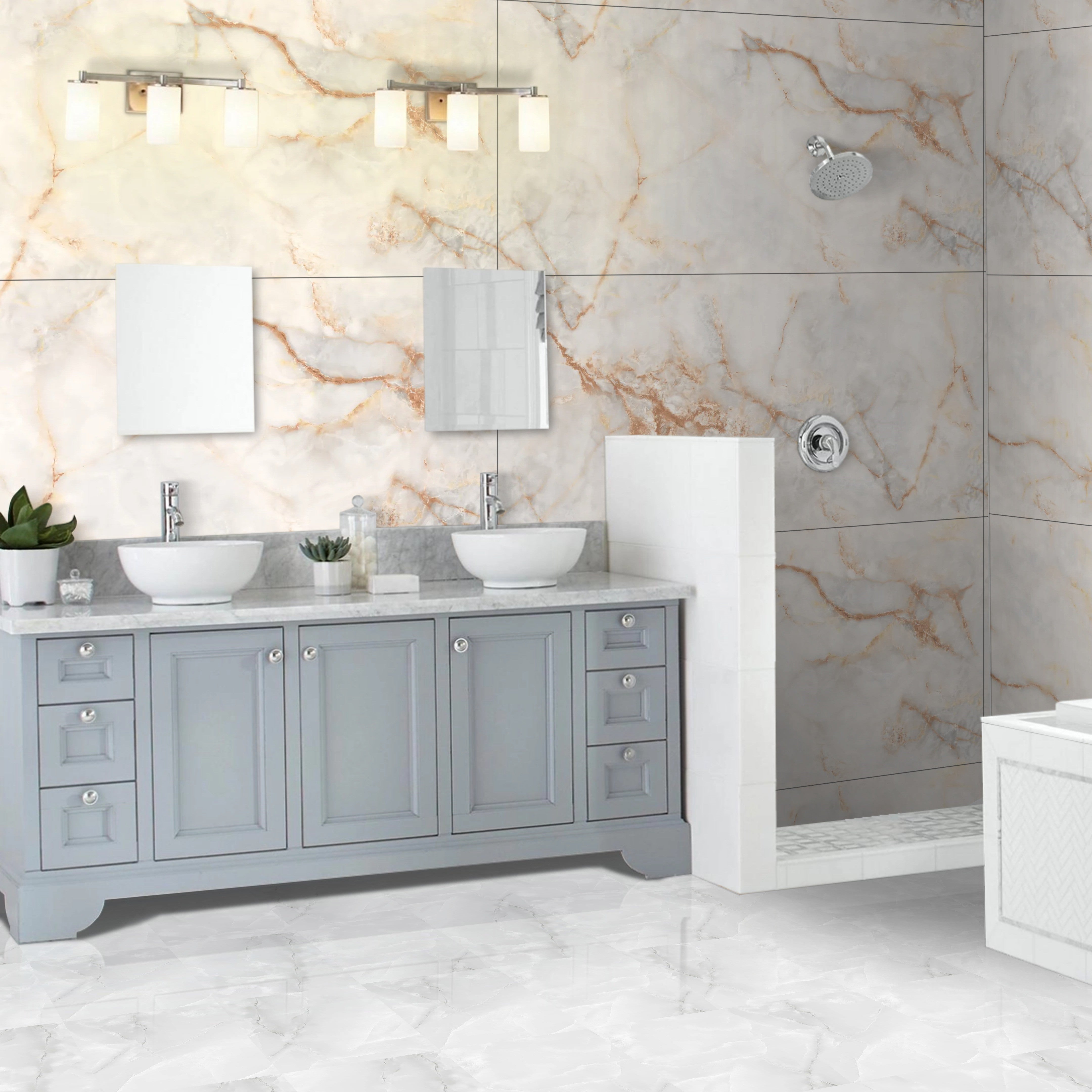 Onyx Gold Gloss Porcelain 60x120cm Wall and Floor Tiles