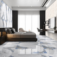 Polar Blue Marble Gloss Porcelain 60x120cm Wall and Floor Tiles