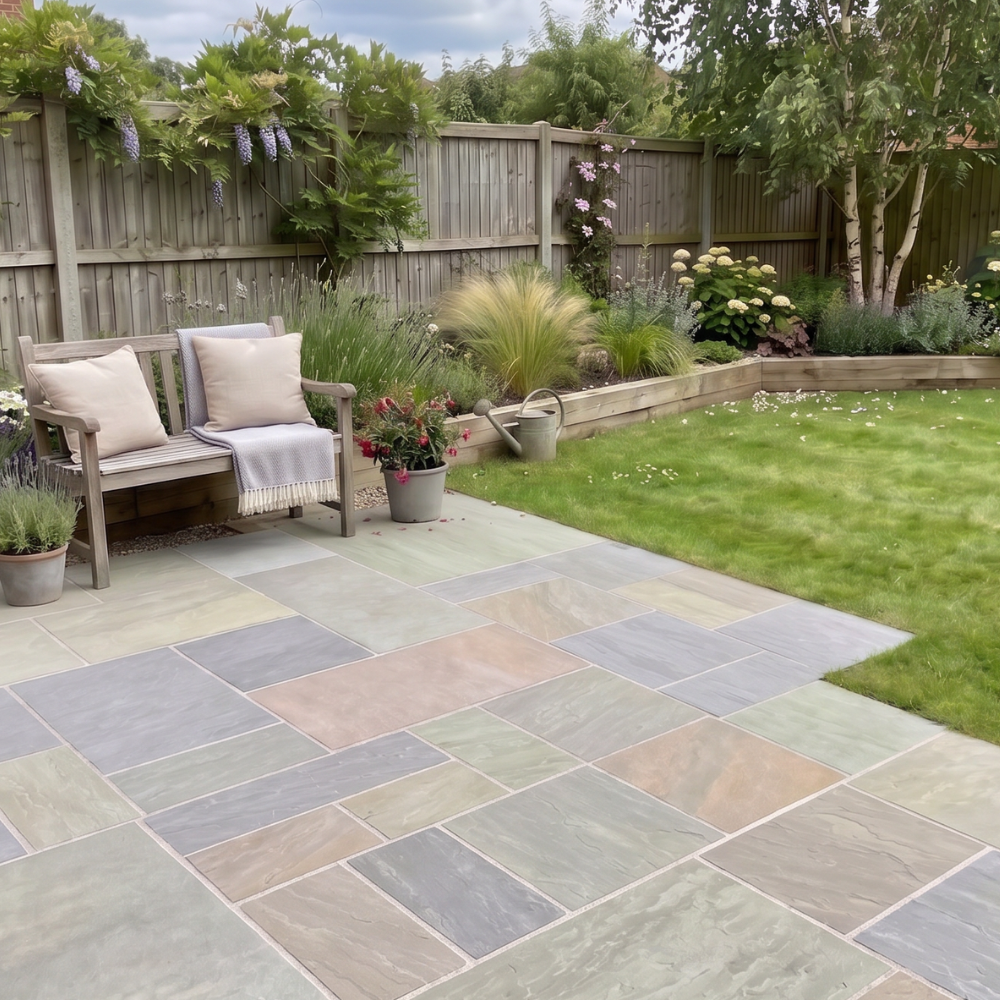 Raj Green Porcelain Patio Pack | Mixed Size Outdoor Paving Slabs 20mm ...