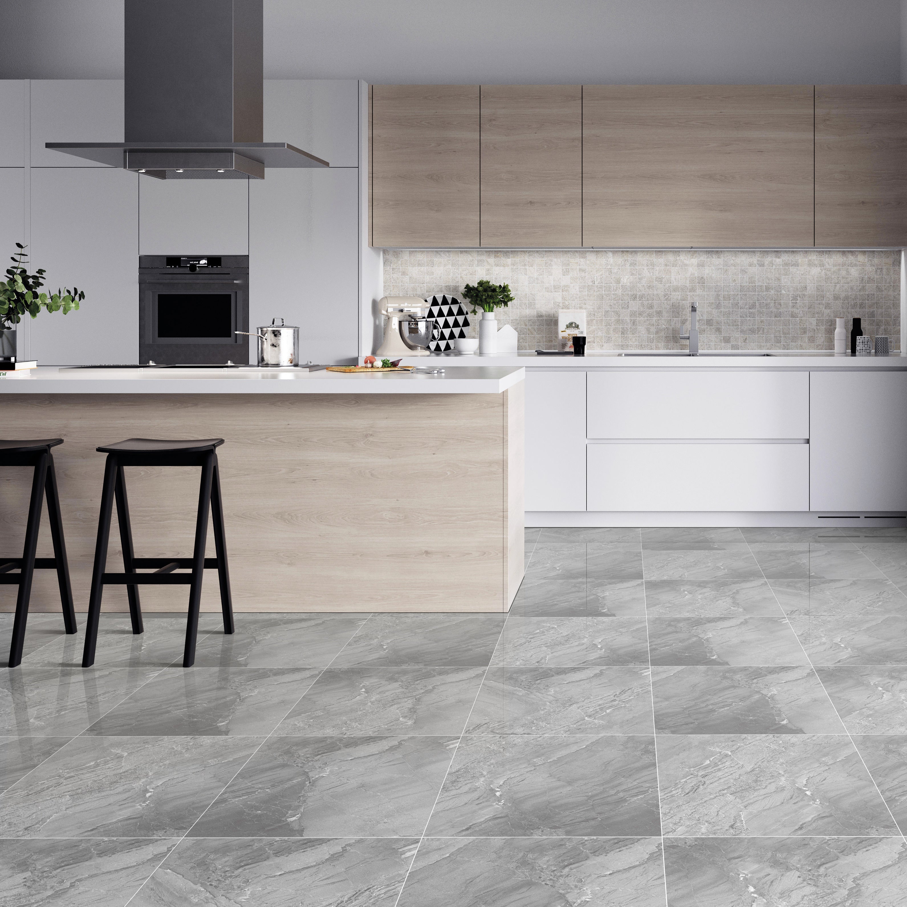 Stony Grey Porcelain Gloss 60x60cm Wall And Floor Tiles