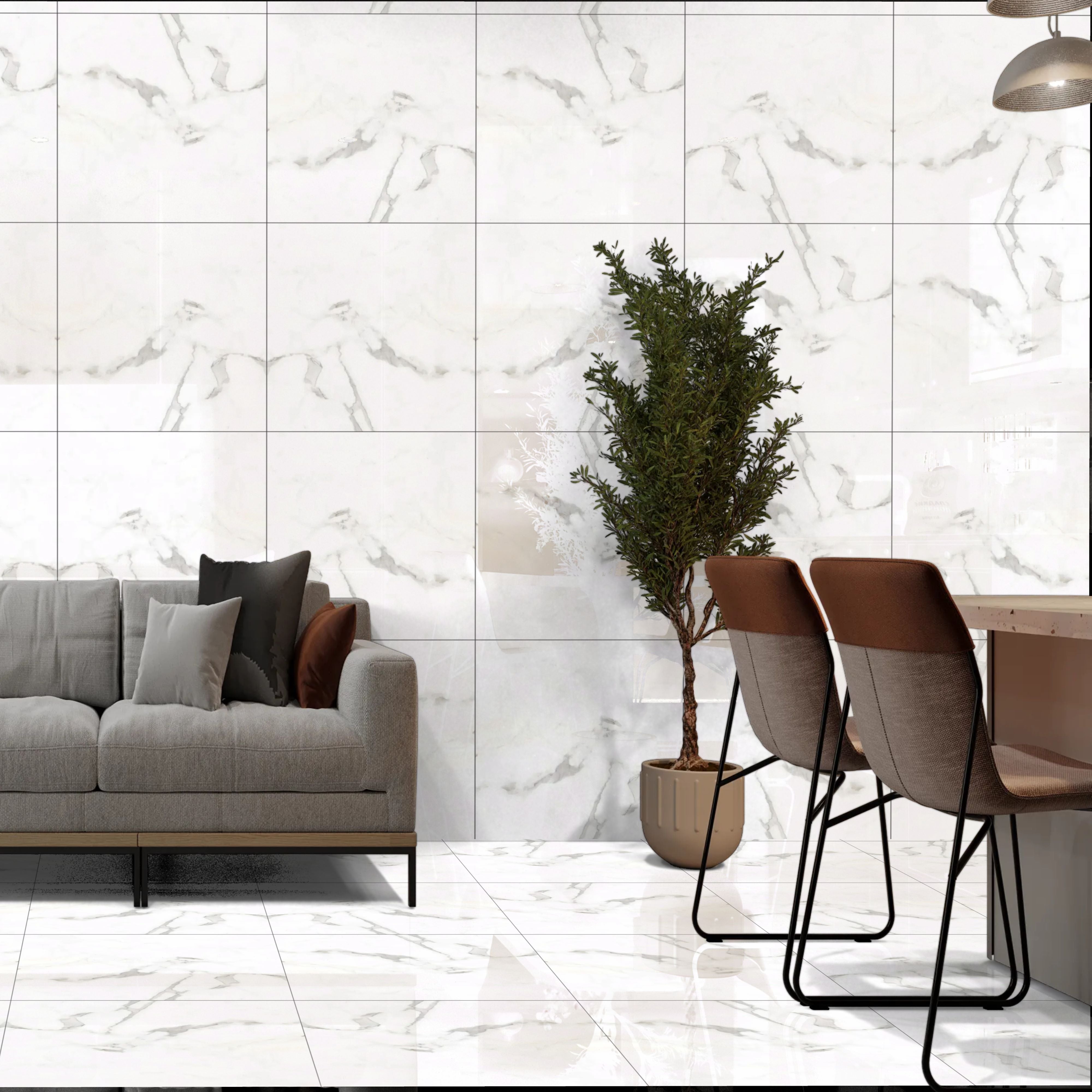 Gleam Calacuta White Marble Matt Porcelain Rectified Wall Floor Tile 60x60cm