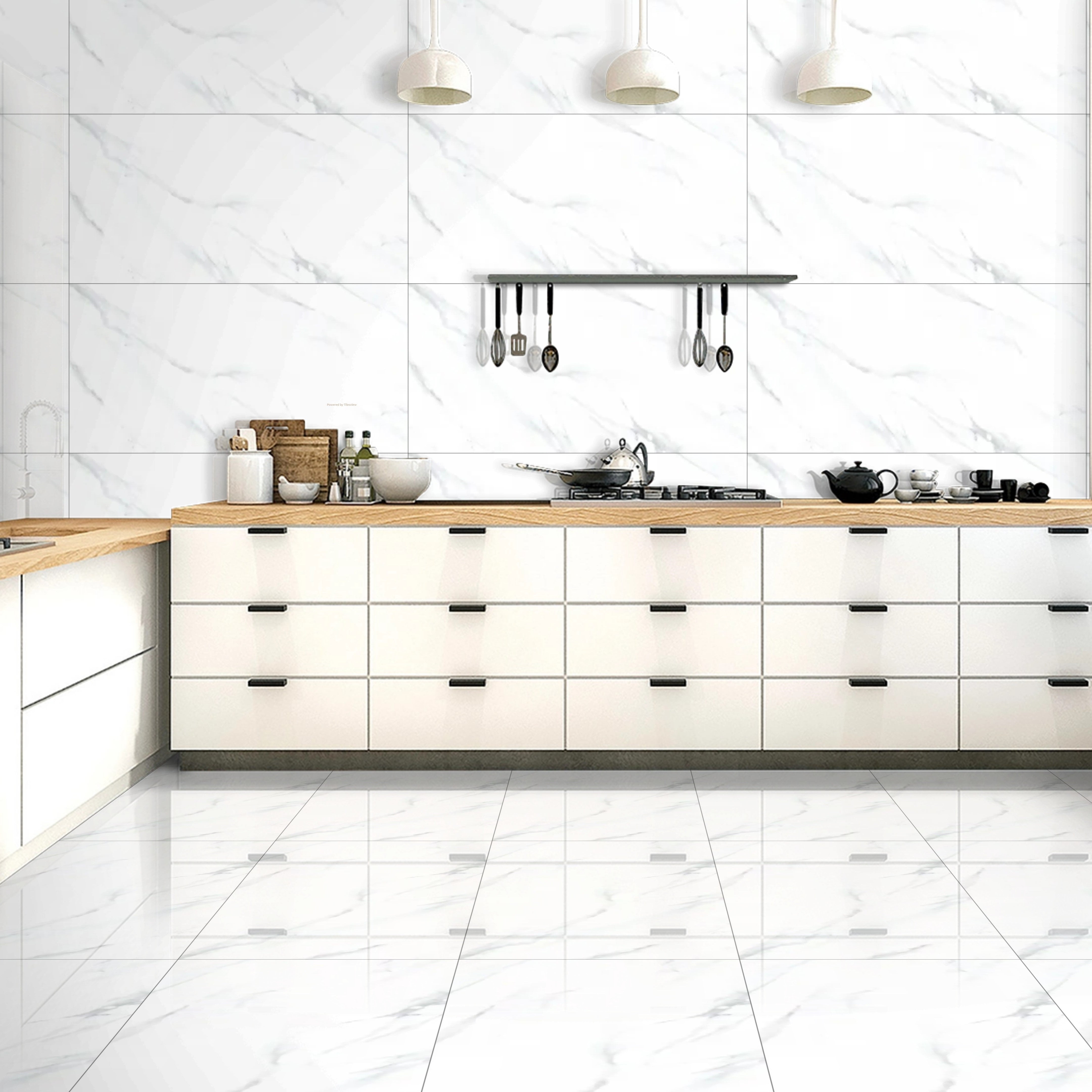 Mirage Pearl Marble Effect Gloss Porcelain 60x120cm Wall and Floor Tiles