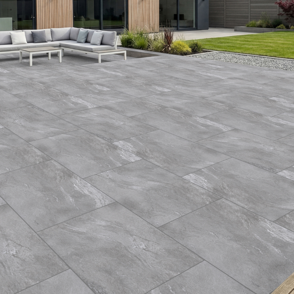 Slatestone Grey Outdoor Porcelain Paving Slabs 600x900mm R11 Anti‑Slip ...