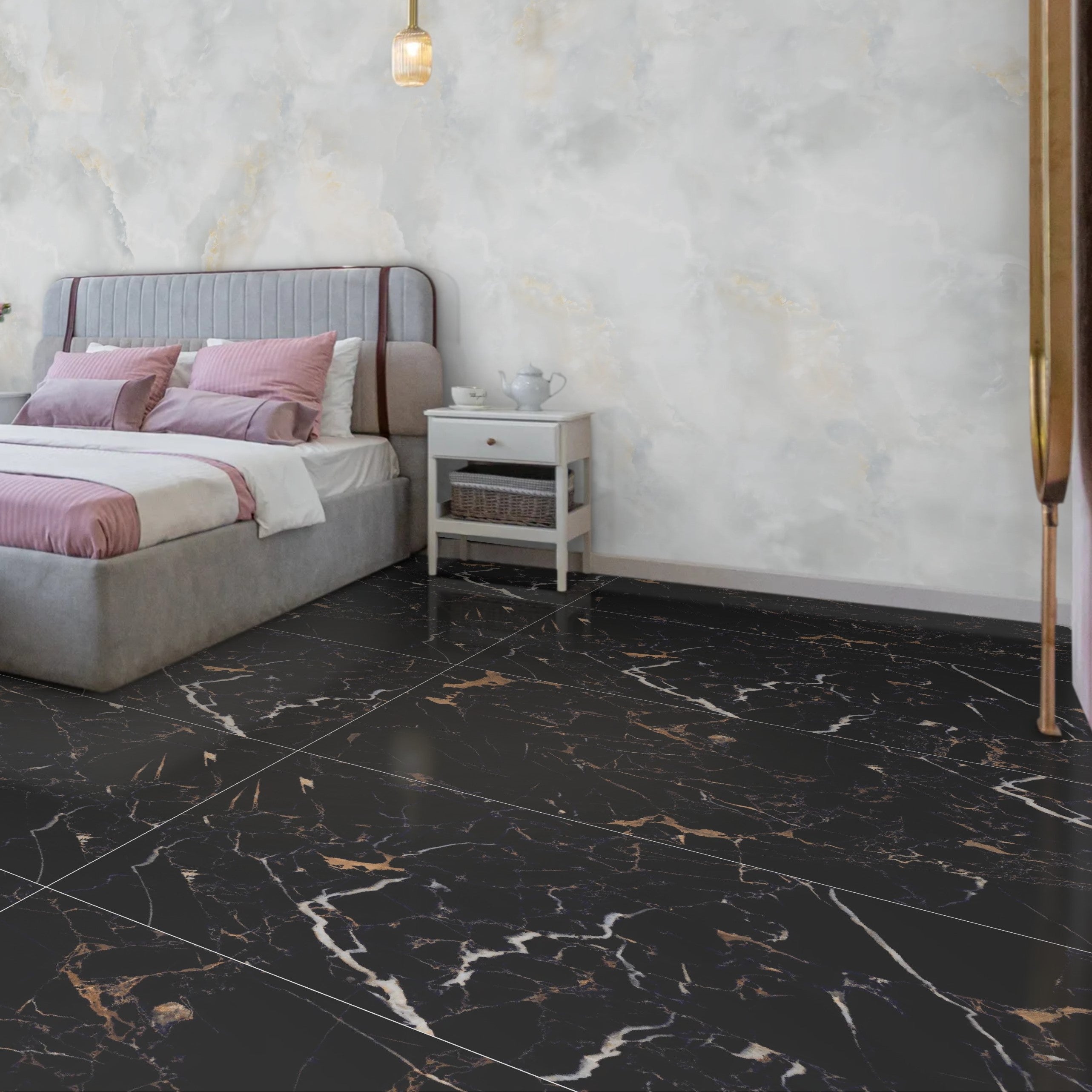 Storm Black High Gloss Porcelain 60x120cm Wall Floor Tiles