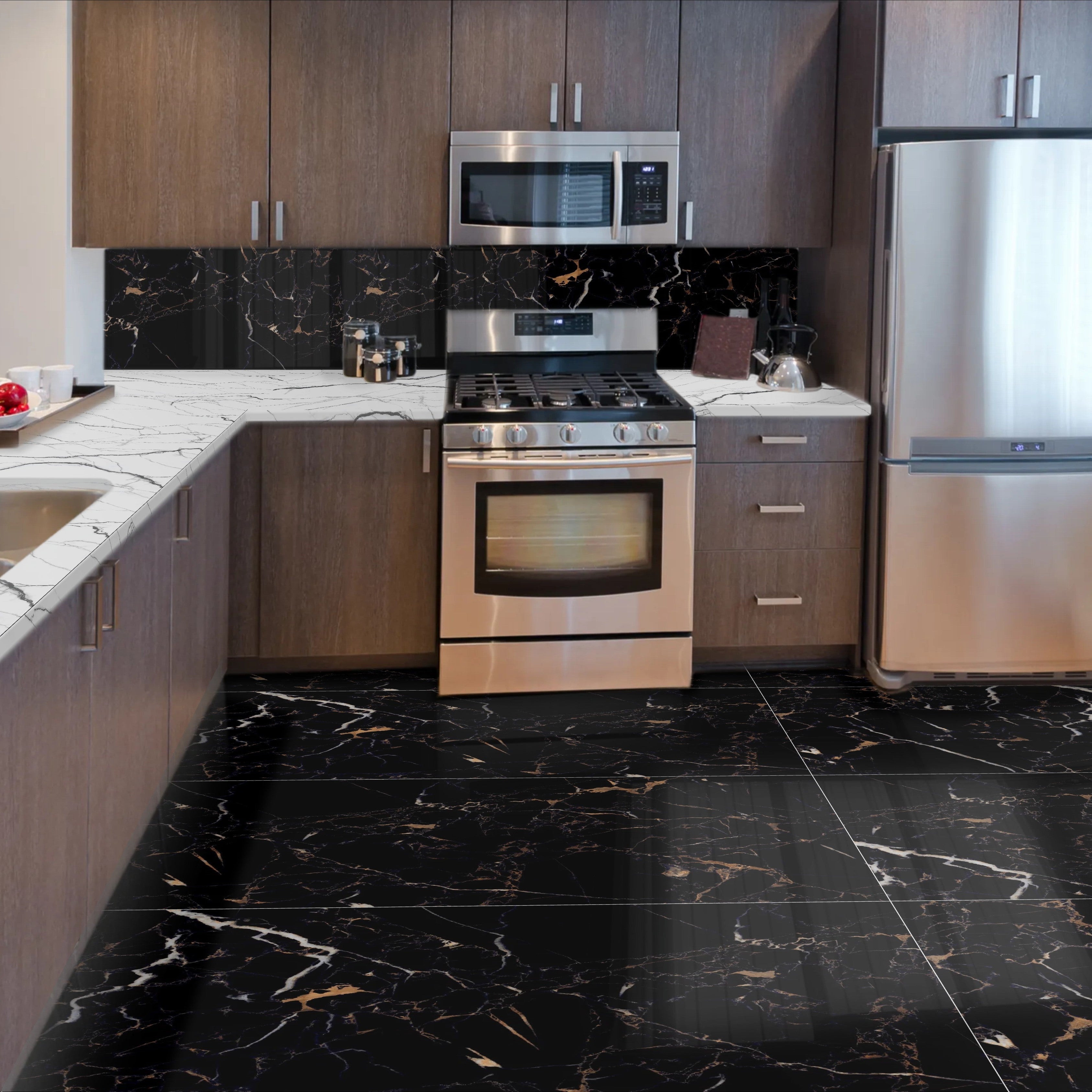 Storm Black High Gloss Porcelain 60x120cm Wall Floor Tiles