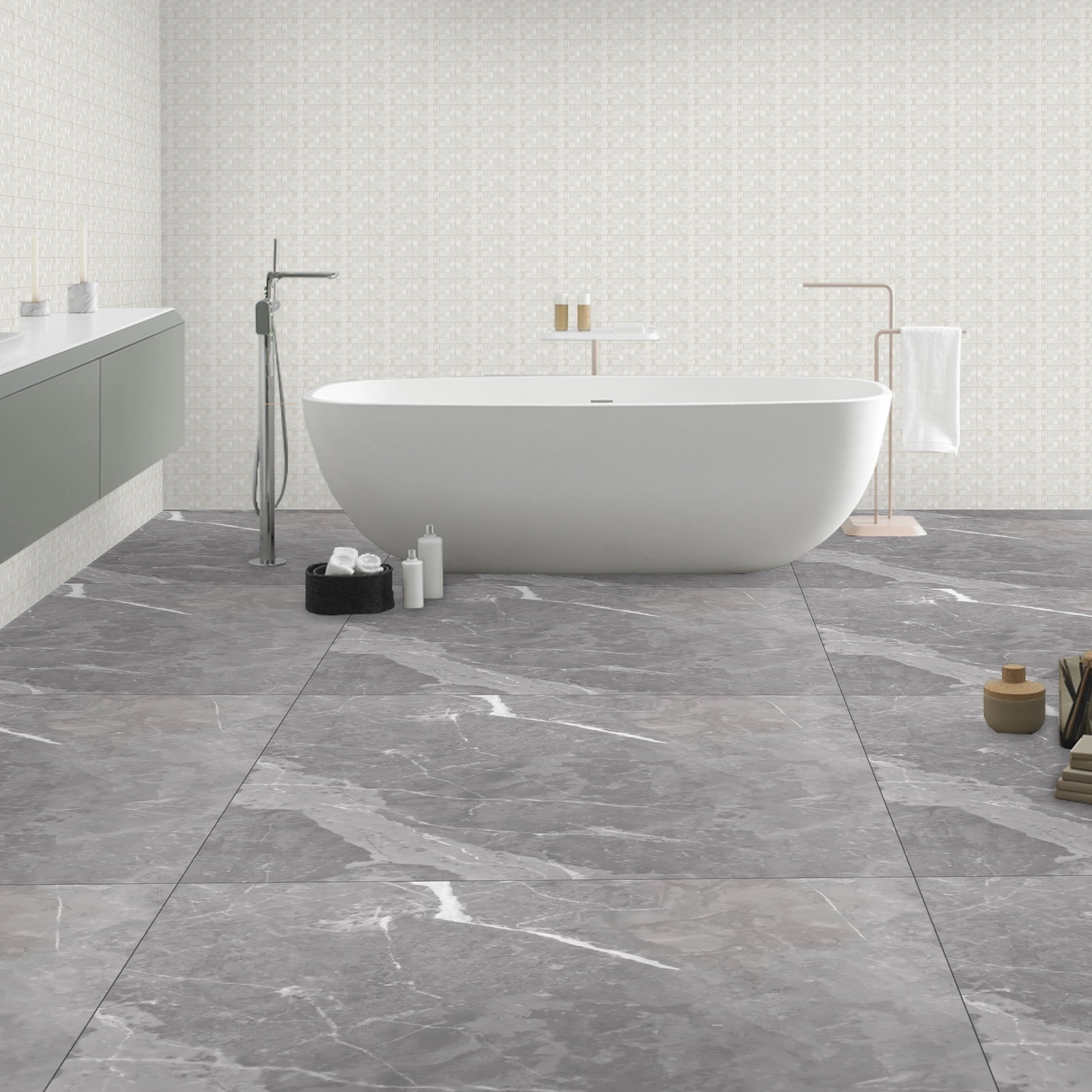 Suri Grey Marble Polished Porcelain 120x120cm Kitchen Bathroom Wall Floor Tile