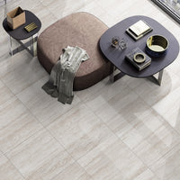 Travertine Mist Grey Porcelain 60x60cm Gloss Wall And Floor Tile