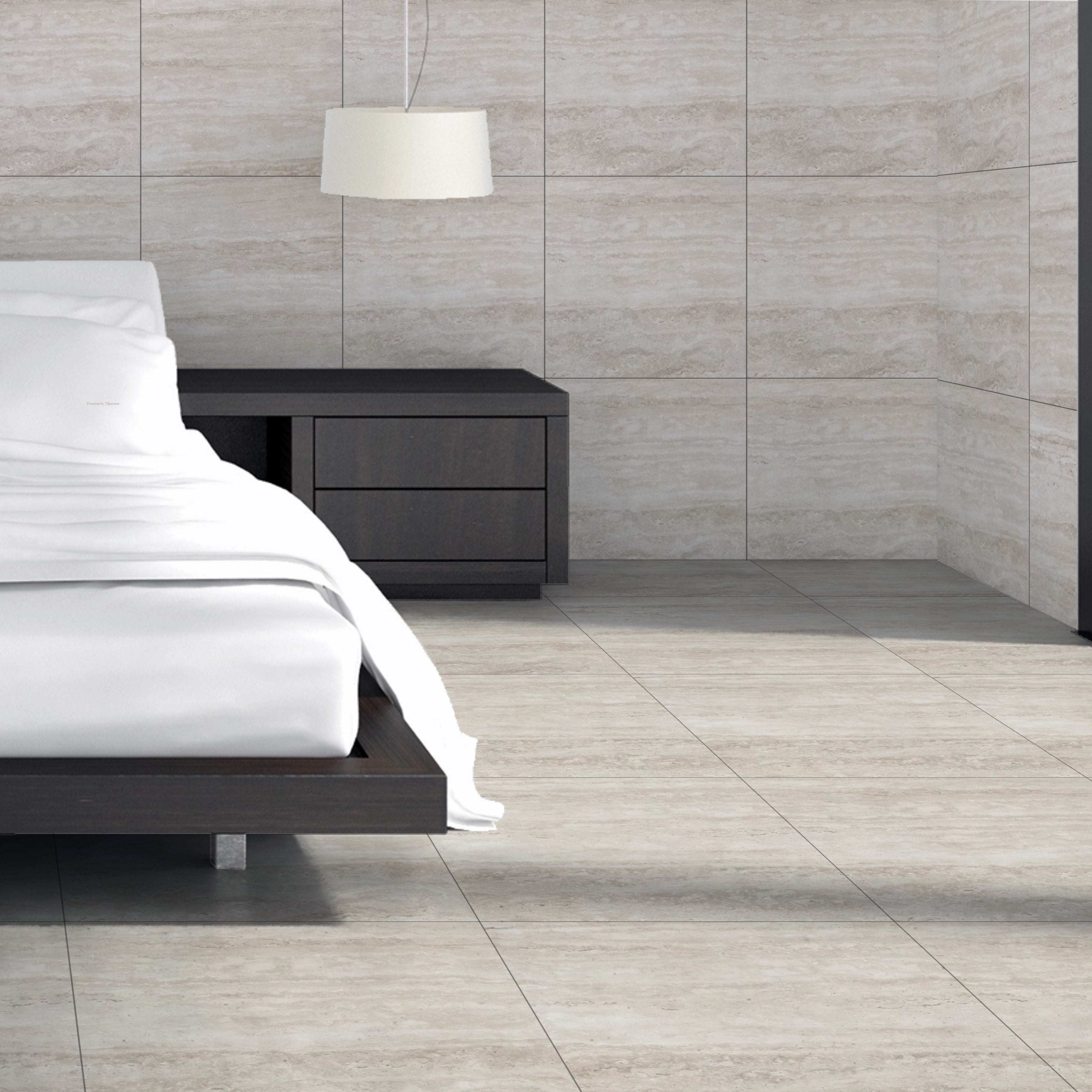 Travertine Mist Grey Porcelain 60x60cm Gloss Wall And Floor Tile