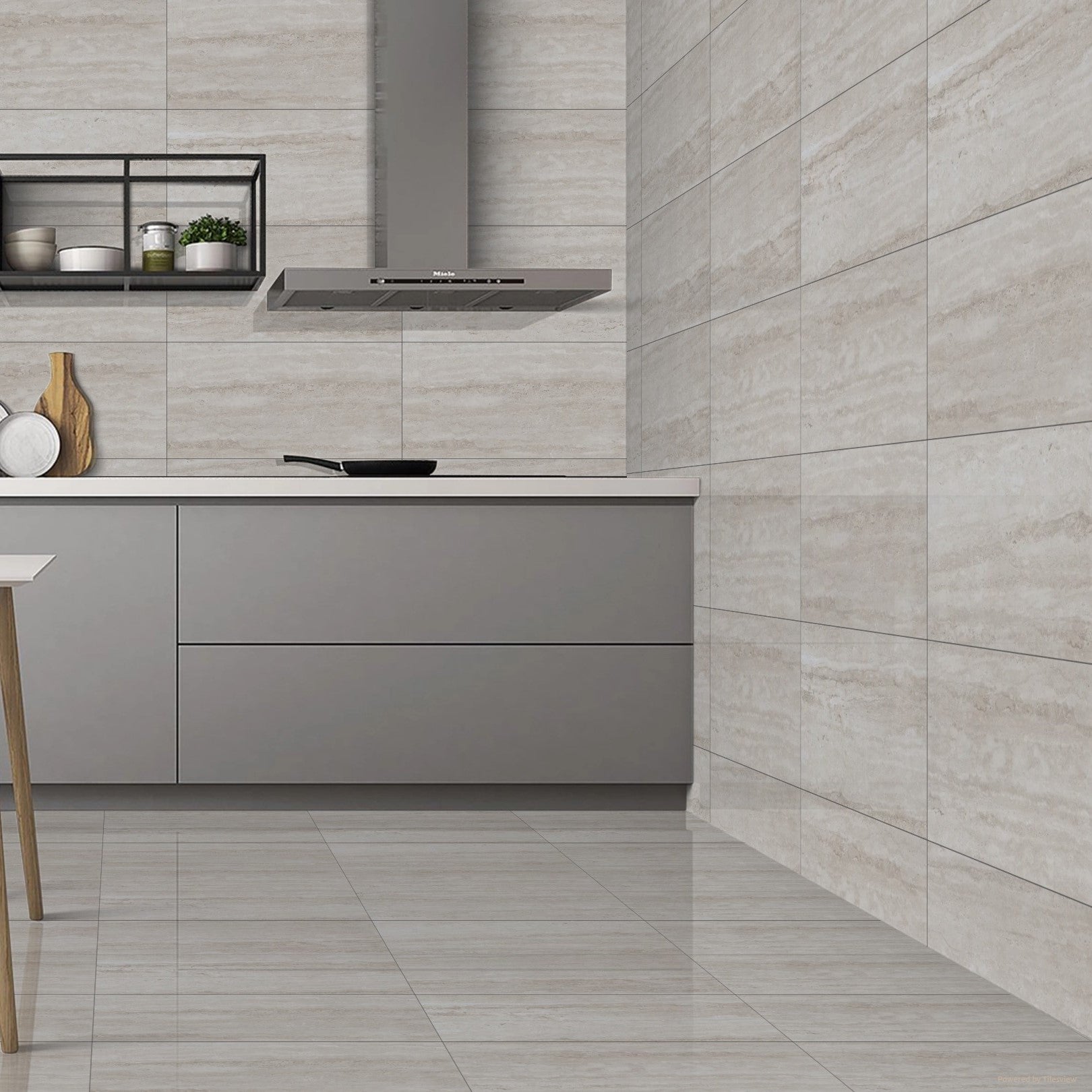 Travertine Mist Grey Glossy Porcelain 30X60cm Wall and Floor Tiles