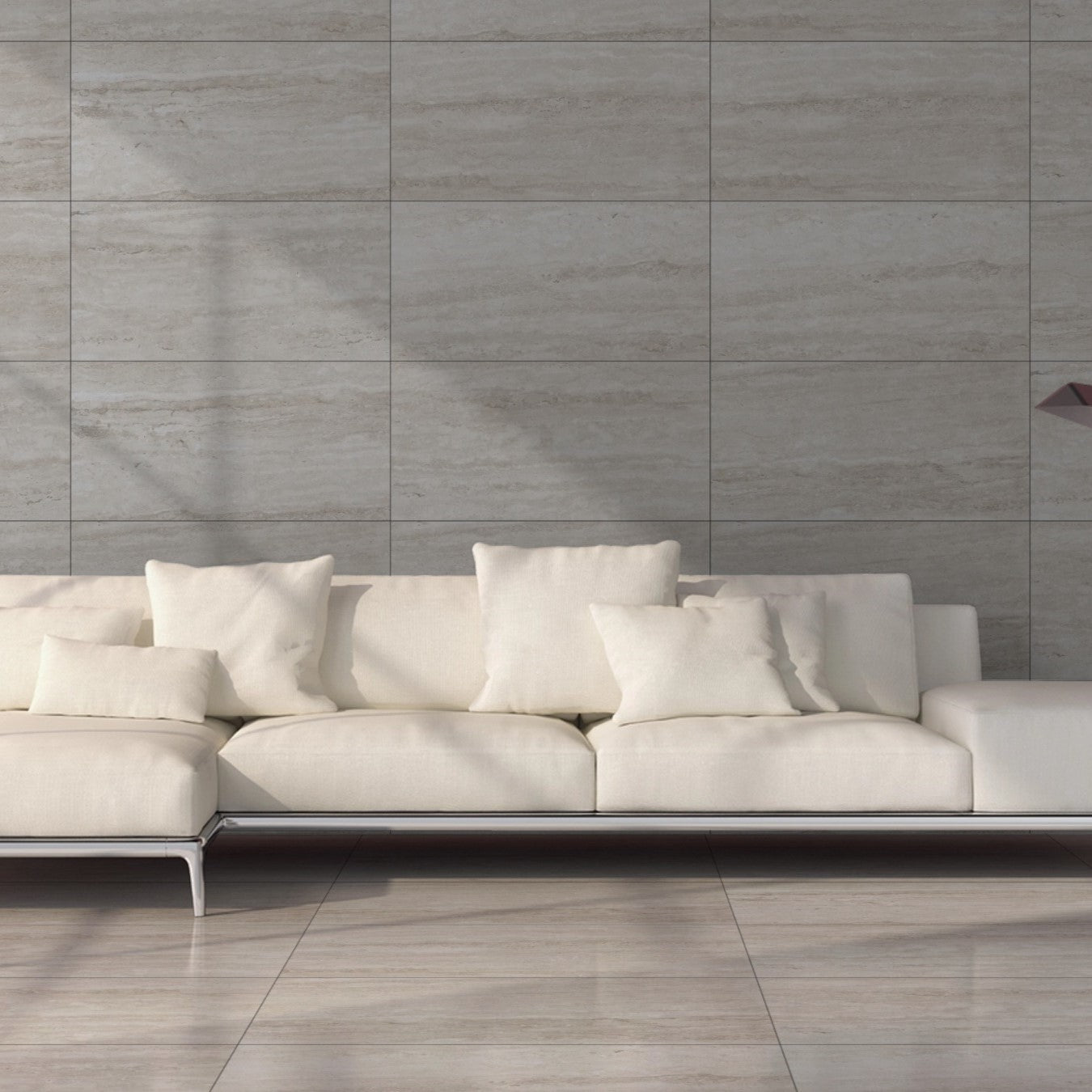 Travertine Mist Grey Glossy Porcelain 30X60cm Wall and Floor Tiles