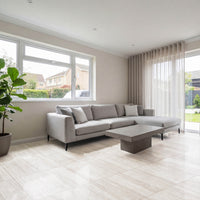 Travertine Mist Grey Porcelain 60x60cm Gloss Wall And Floor Tile