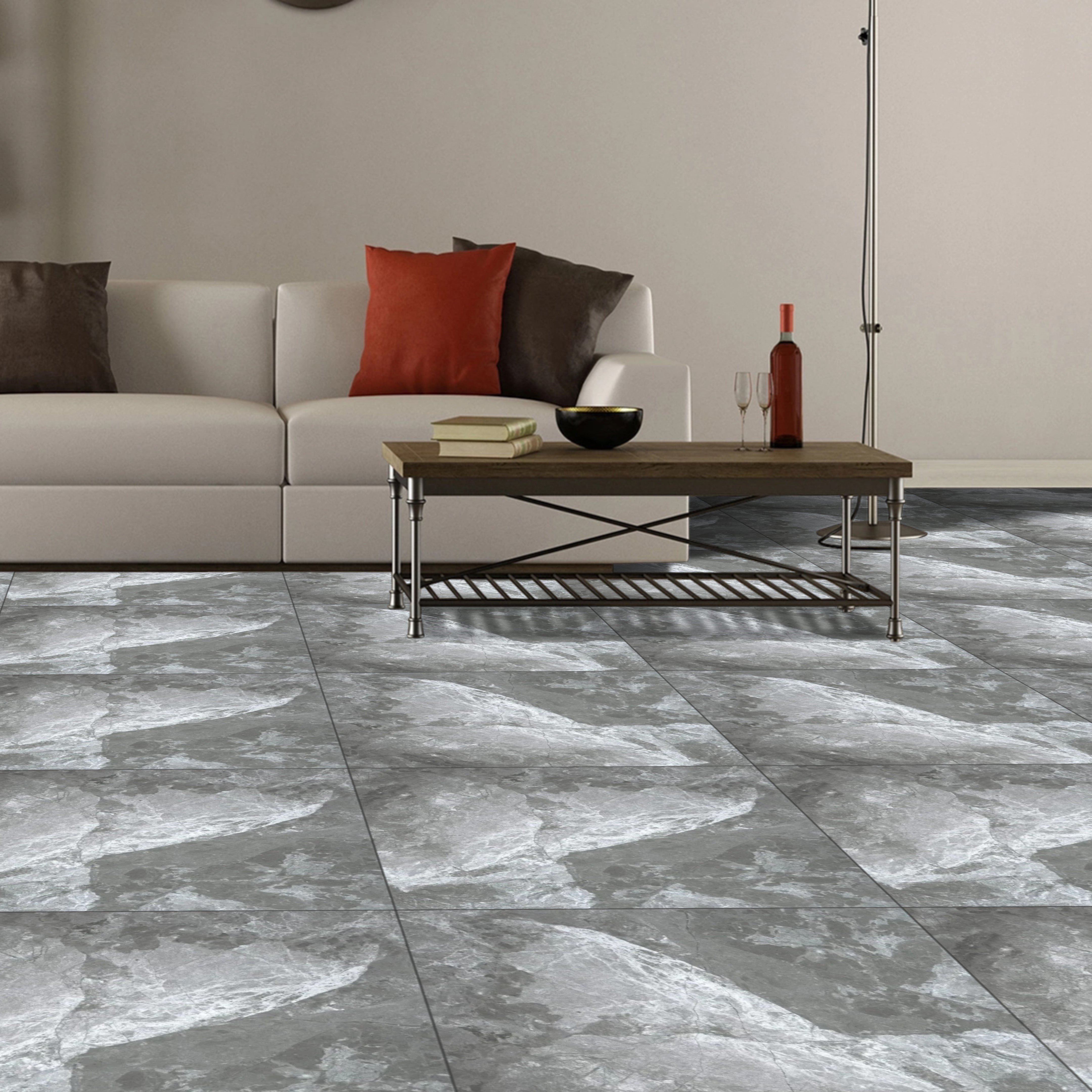 Lejana Grey Marble Matt Porcelain Wall Floor Tile 60x60cm