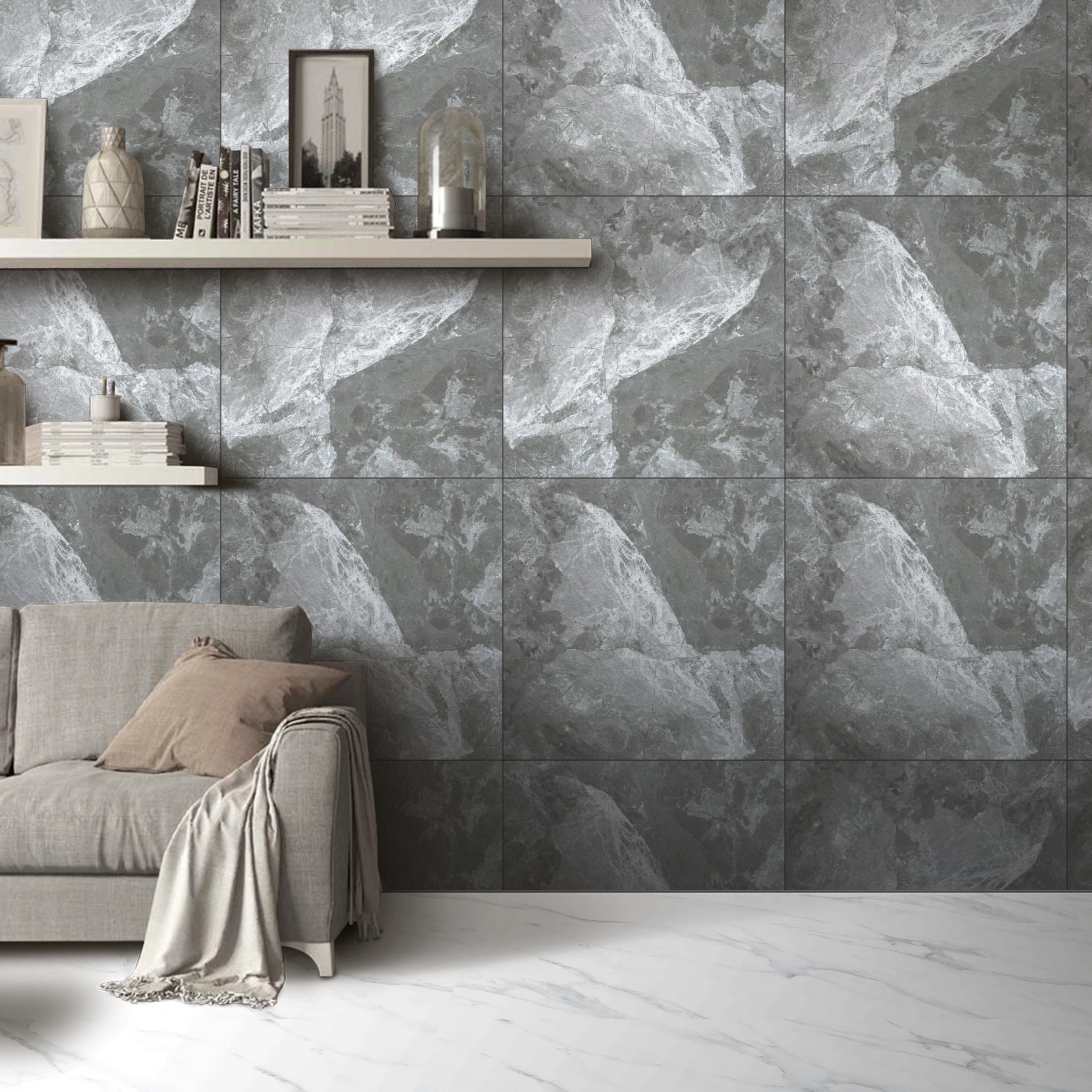 Lejana Grey Marble Matt Porcelain Wall Floor Tile 60x60cm