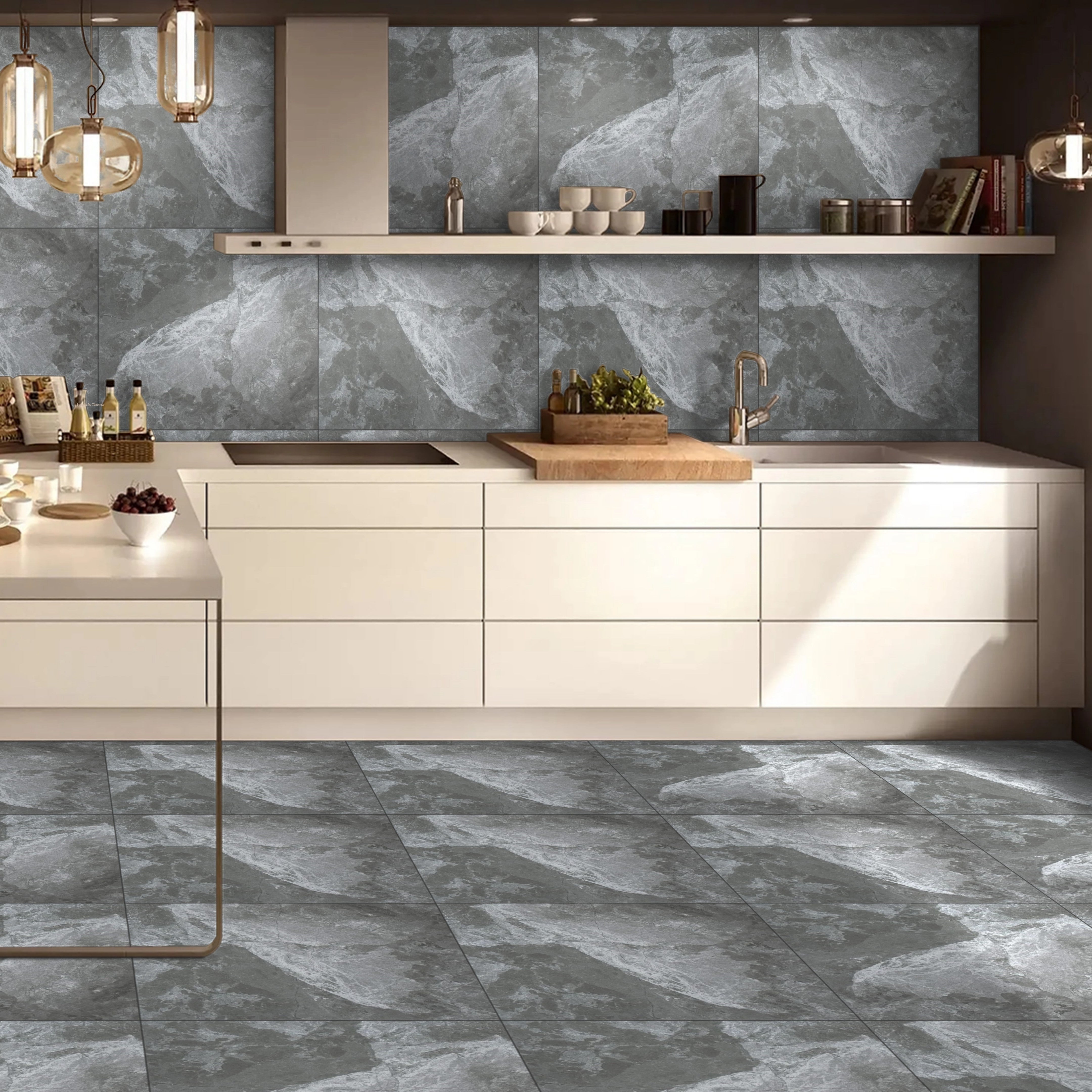 Lejana Grey Marble Matt Porcelain Wall Floor Tile 60x60cm