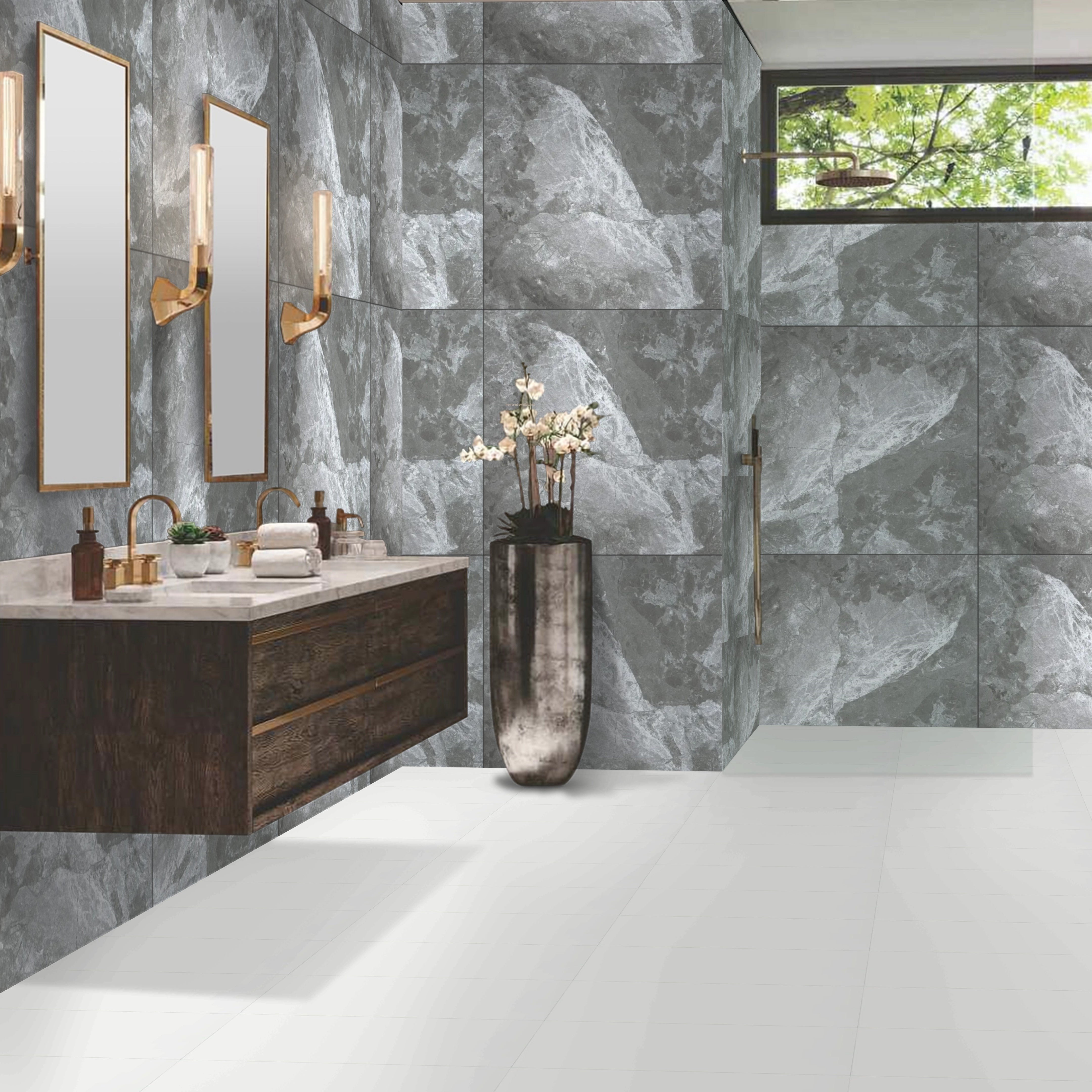 Lejana Grey Marble Matt Porcelain Wall Floor Tile 60x60cm