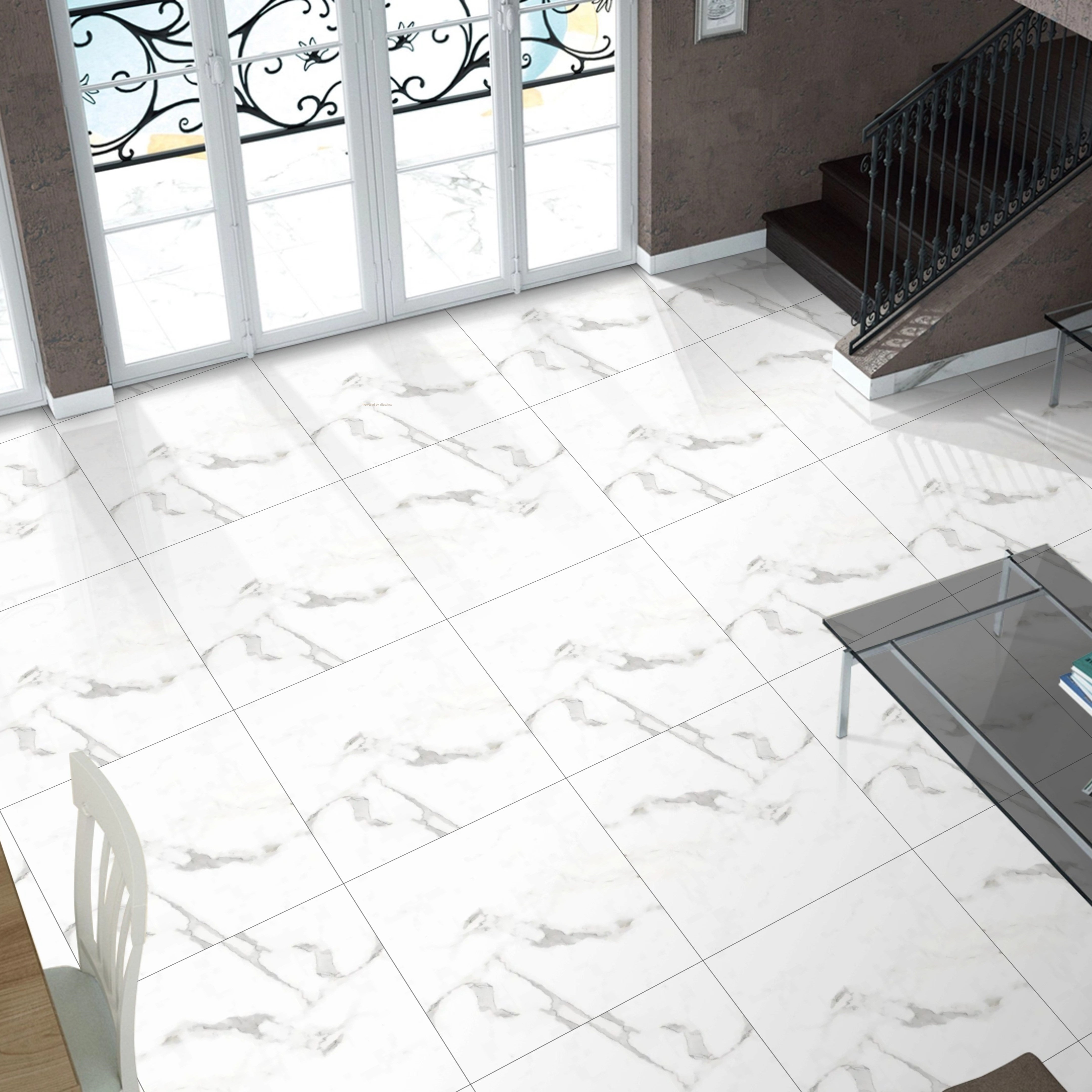 Gleam Calacuta White Marble Polished Porcelain Rectified Wall Floor Tile 60x60cm