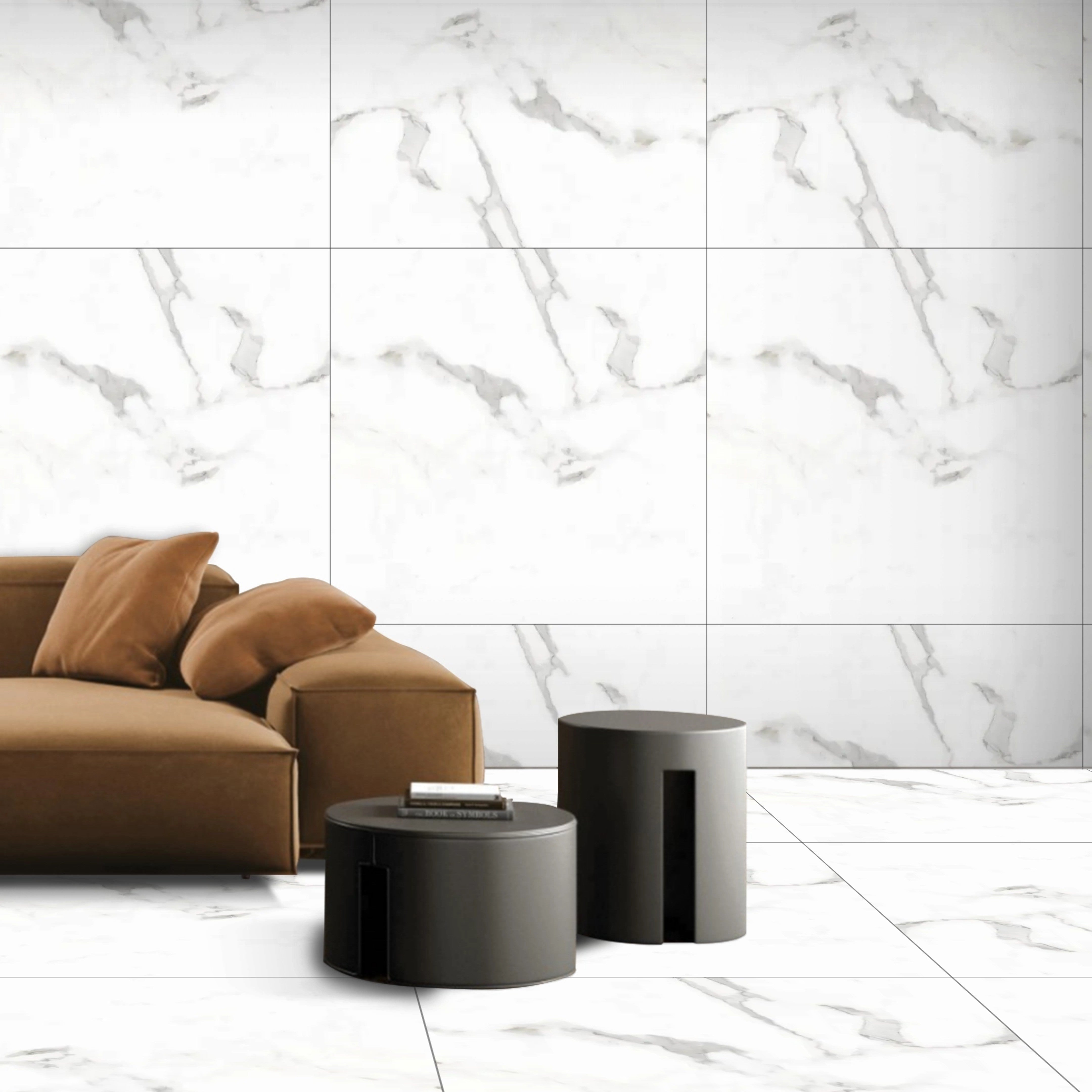 Gleam Calacuta White Marble Polished Porcelain Rectified Wall Floor Tile 60x60cm