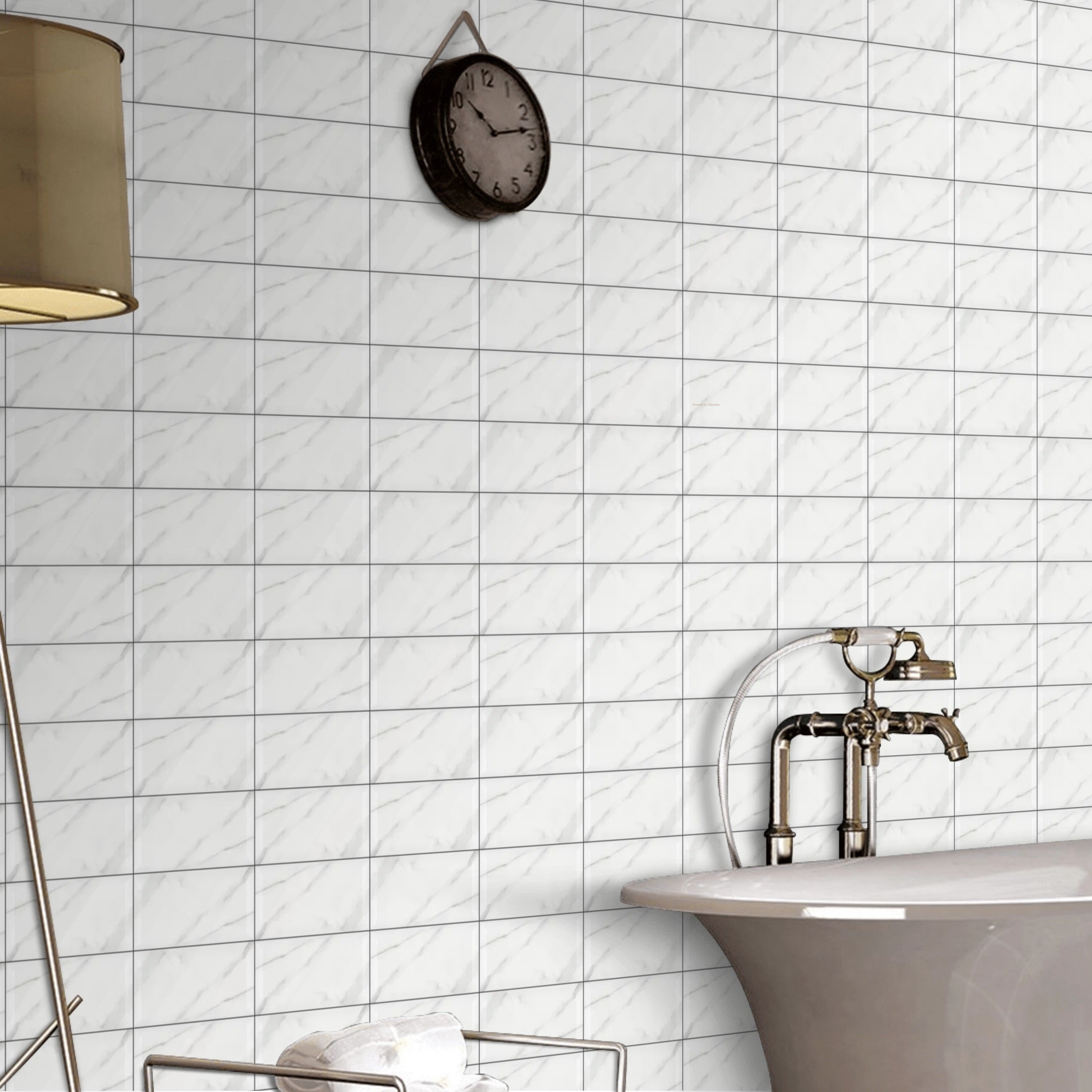 Oblique Carrara Gloss Marble Ceramic Kitchen Bathroom Wall Tile 10x20cm
