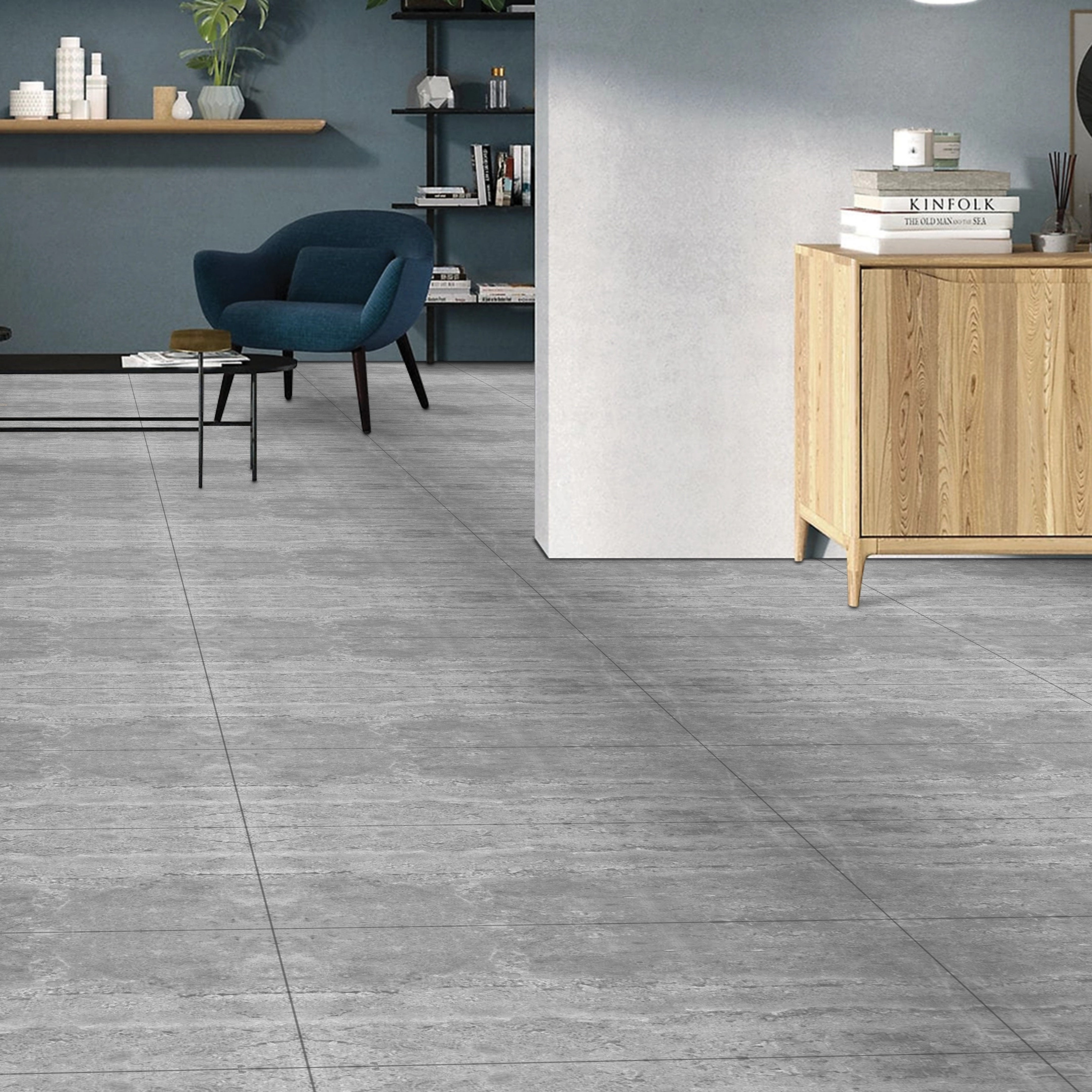 Irna Grey Glossy Travertine Effect Ceramic 30x60cm Wall Tiles