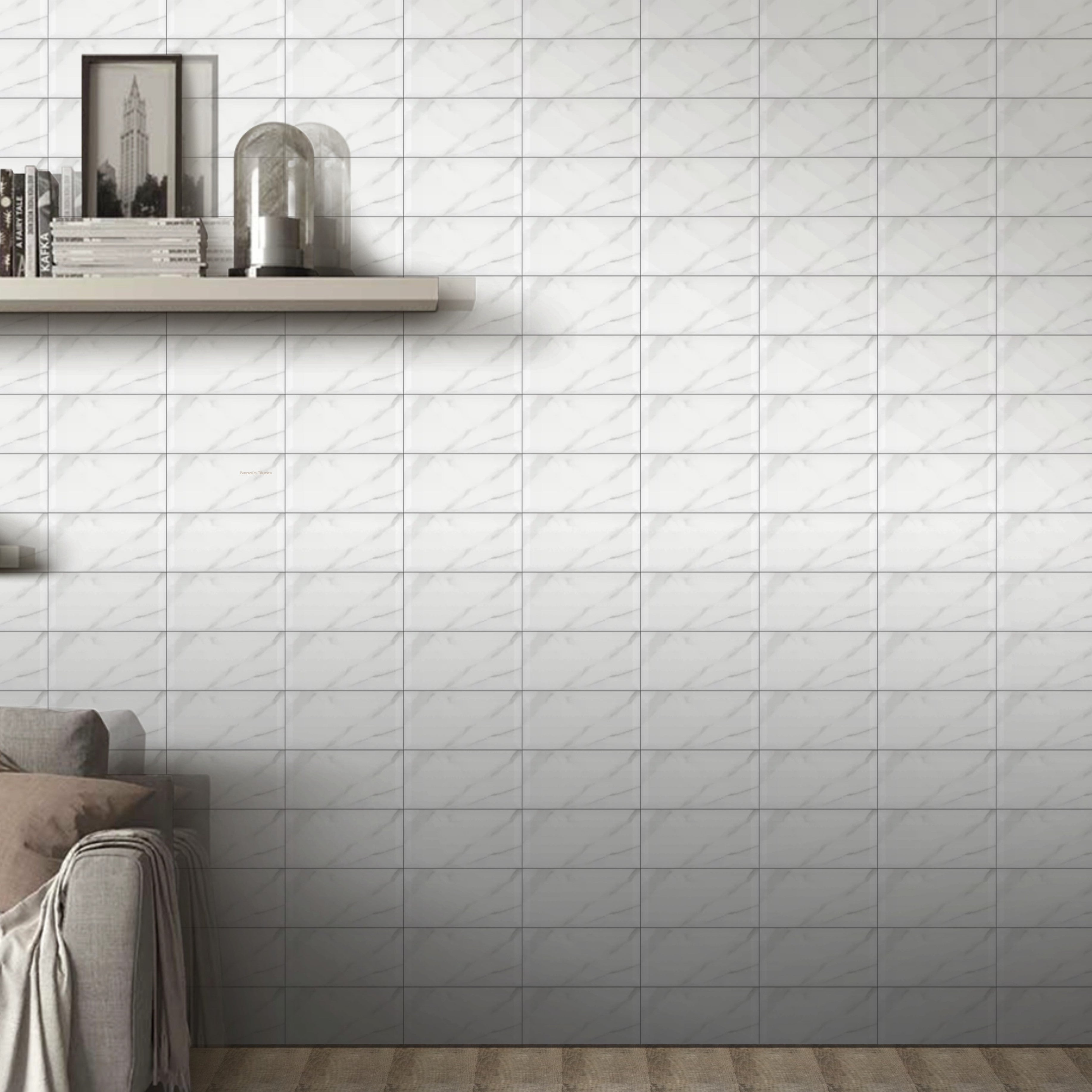 Oblique Carrara Gloss Marble Ceramic Kitchen Bathroom Wall Tile 10x30cm