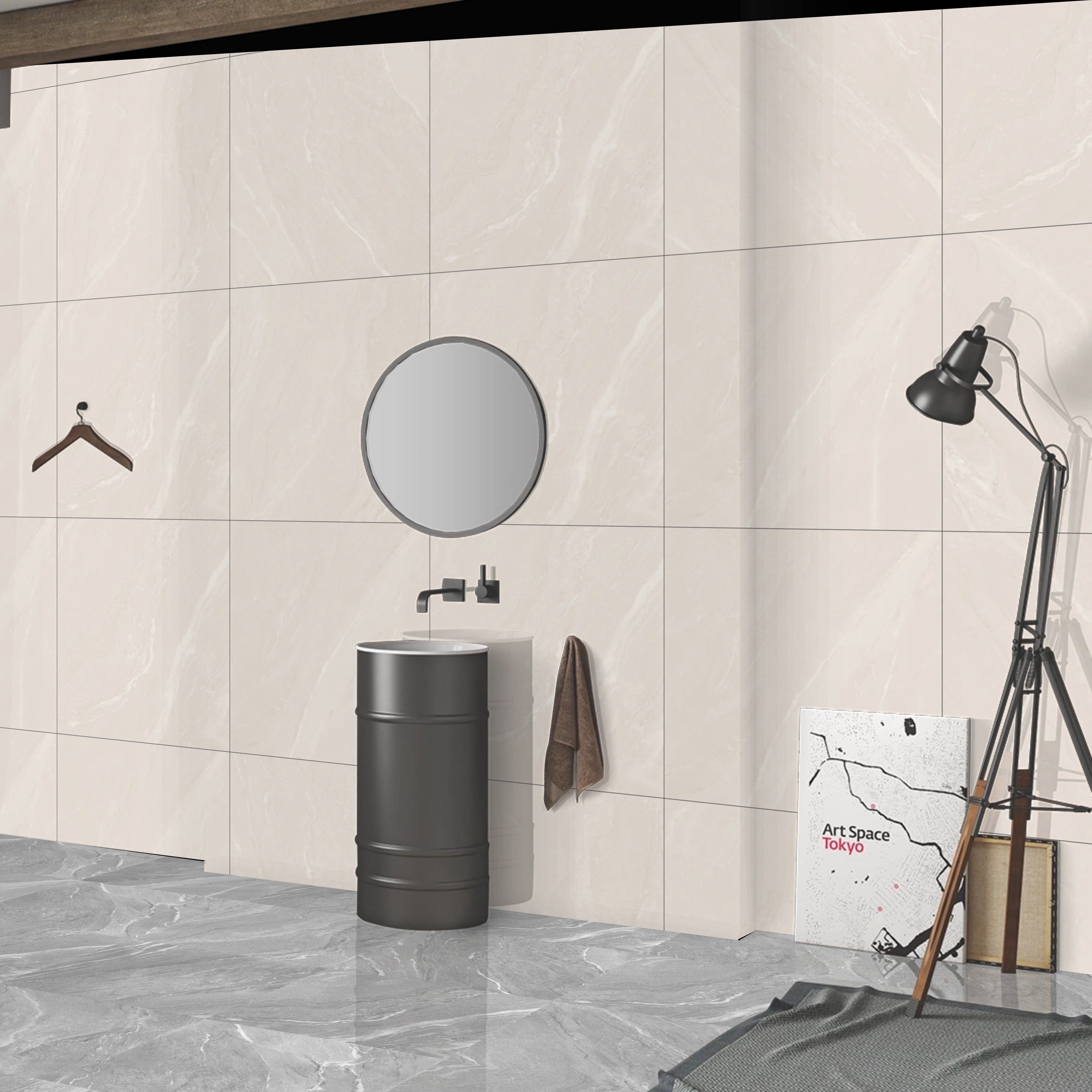 Yorkshire Beige Gloss Porcelain Wall Floor Kitchen Bathroom Tiles 60x60cm