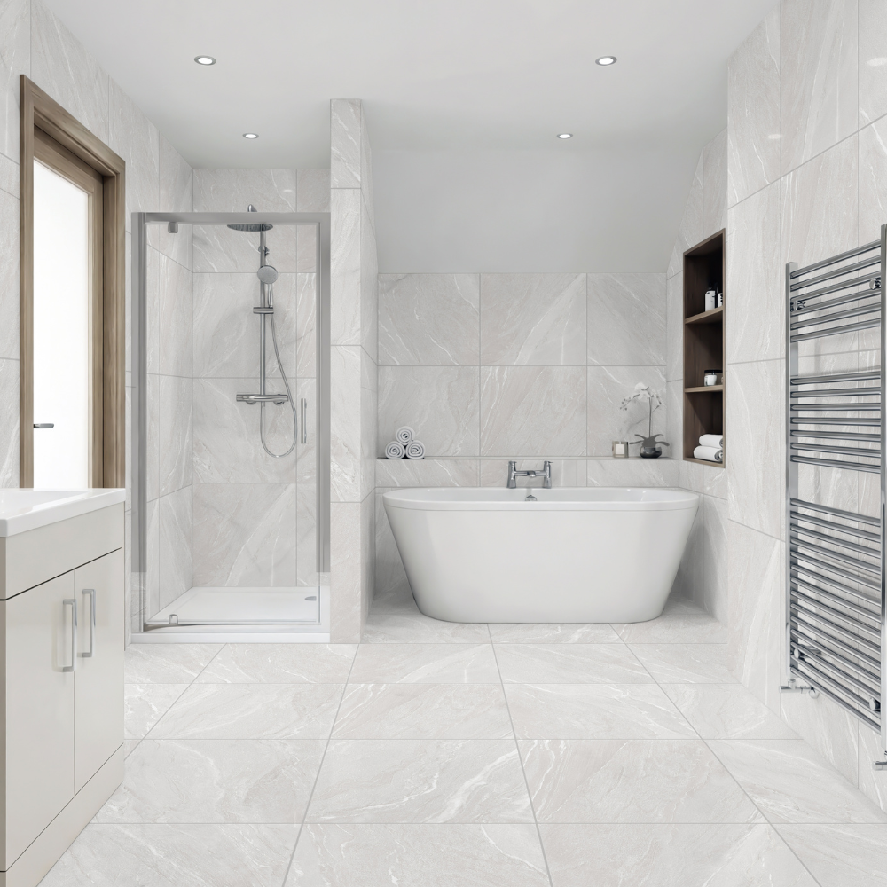 Yorkshire Bianco Matt Porcelain Wall Floor Kitchen Bathroom Tiles 60x6 ...