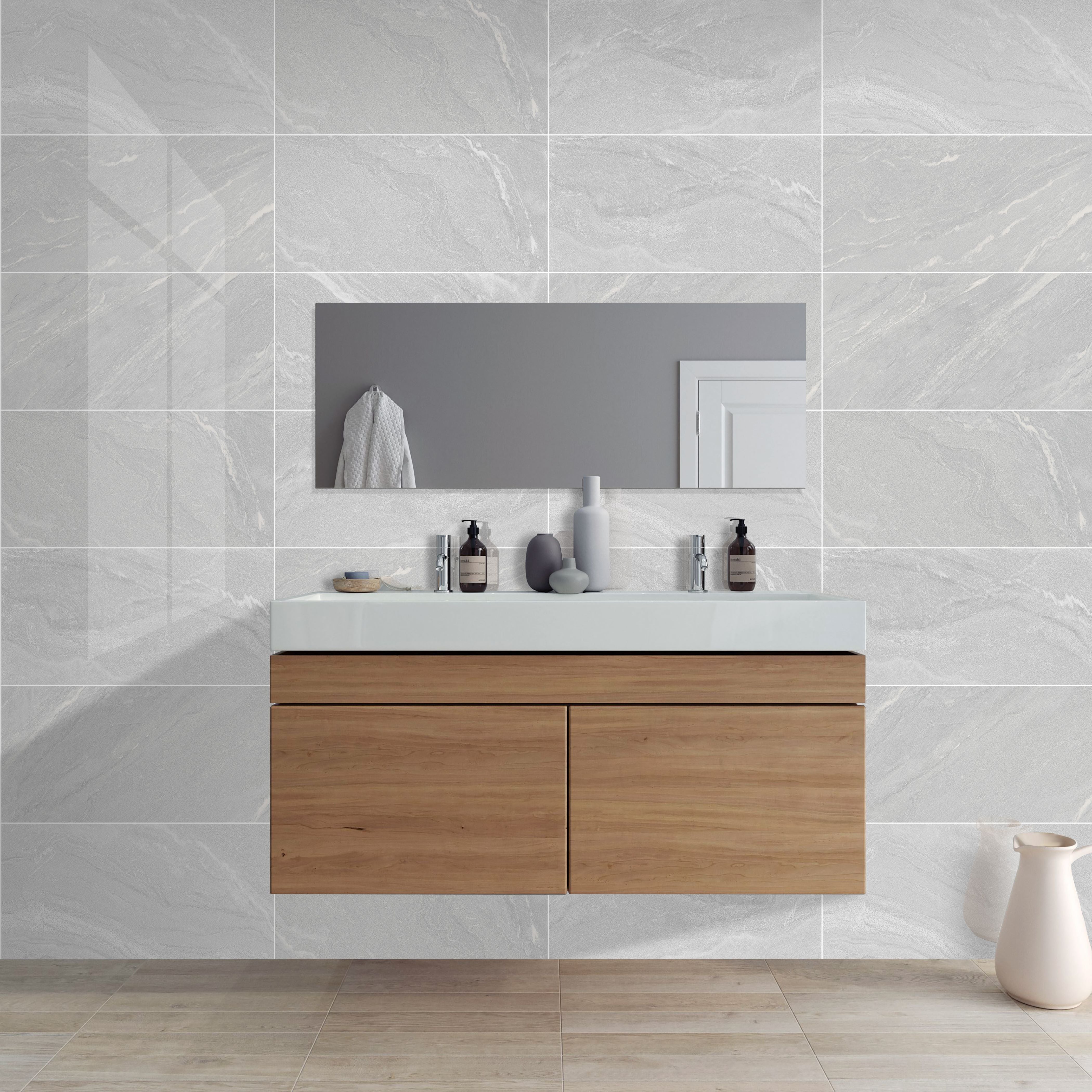 Yorkshire Bianco Gloss 30X60cm Bathroom Kitchen Ceramic Wall Tile