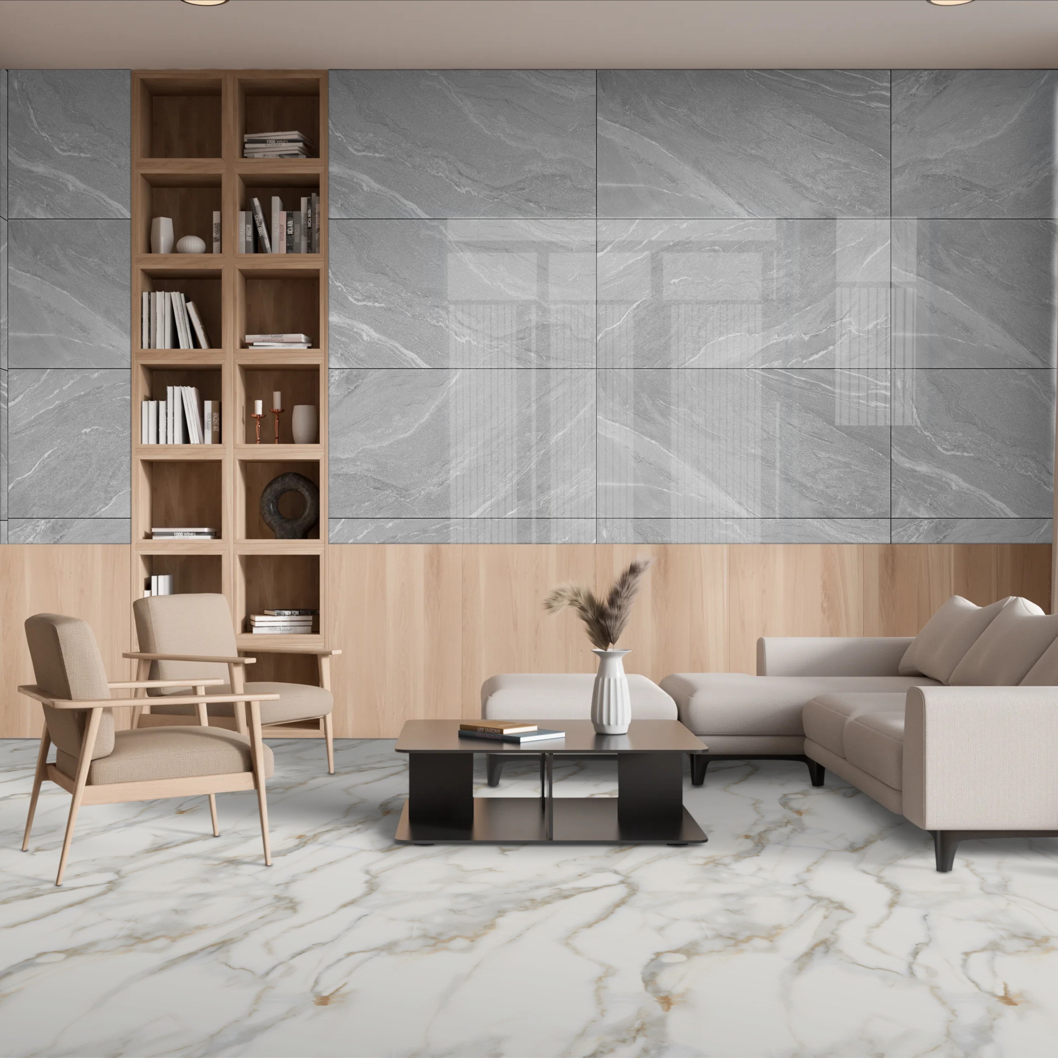 Yorkshire Grey Gloss 30X60cm Bathroom Kitchen Ceramic Wall Tile