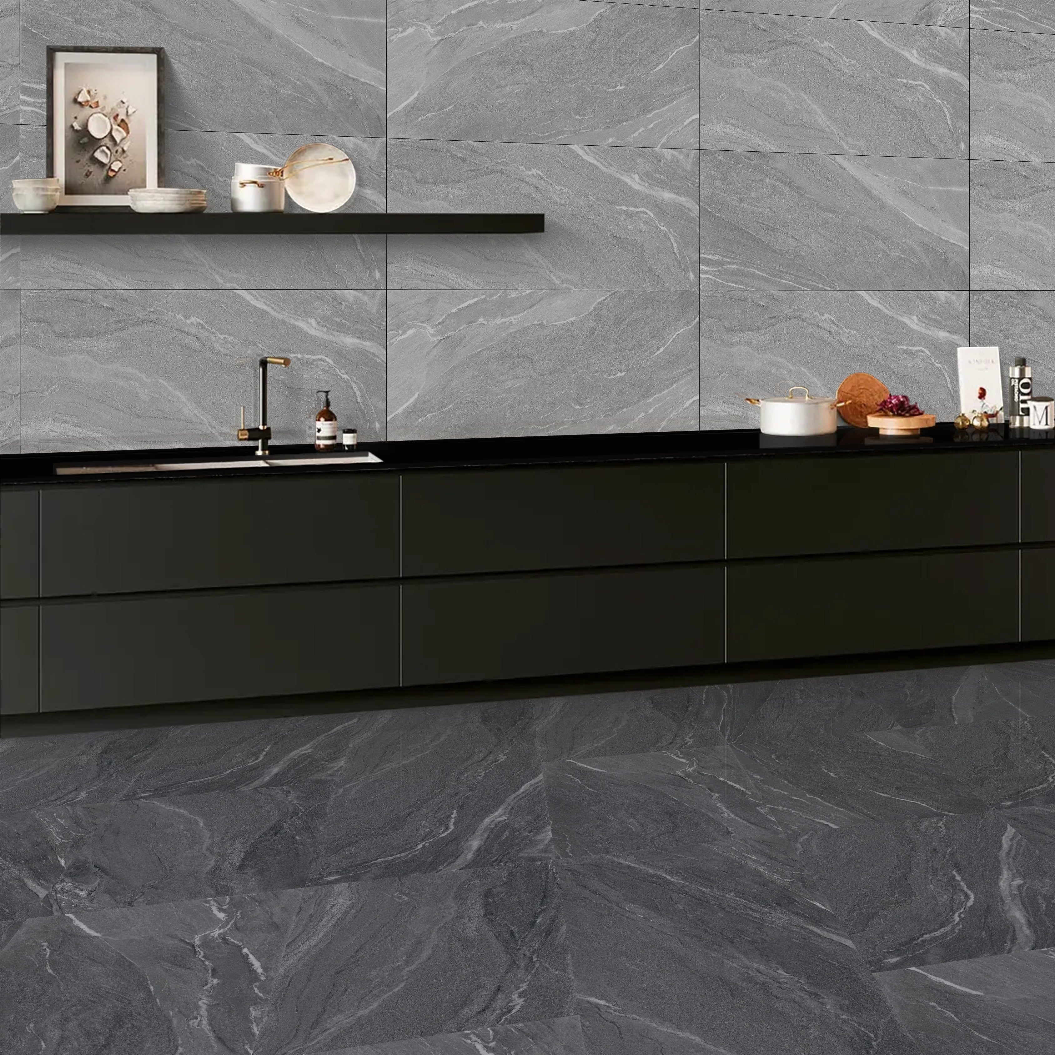 Yorkshire Grey Gloss 30X60cm Bathroom Kitchen Ceramic Wall Tile