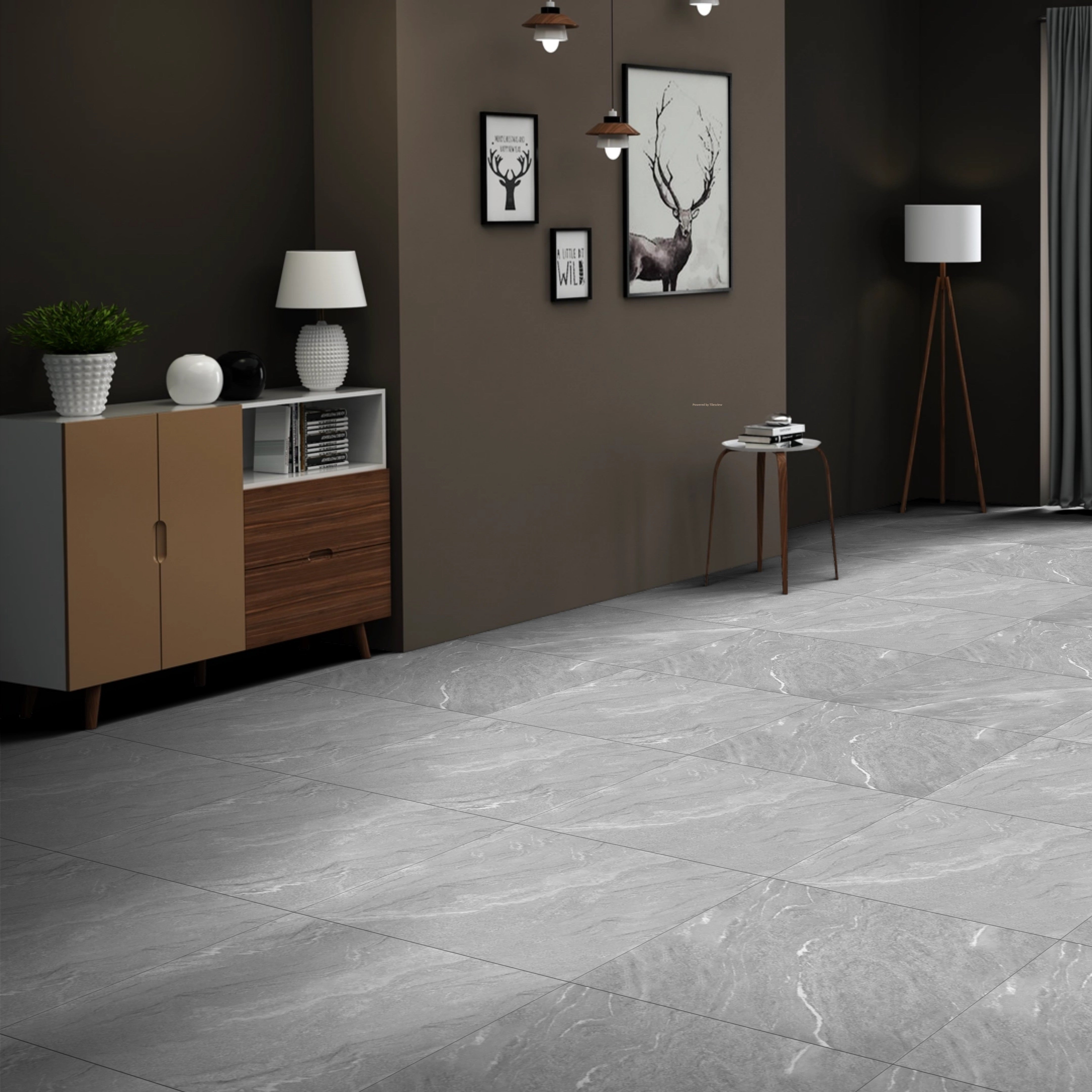Yorkshire Grey Gloss Porcelain Wall Floor Kitchen Bathroom Tiles 60x60cm