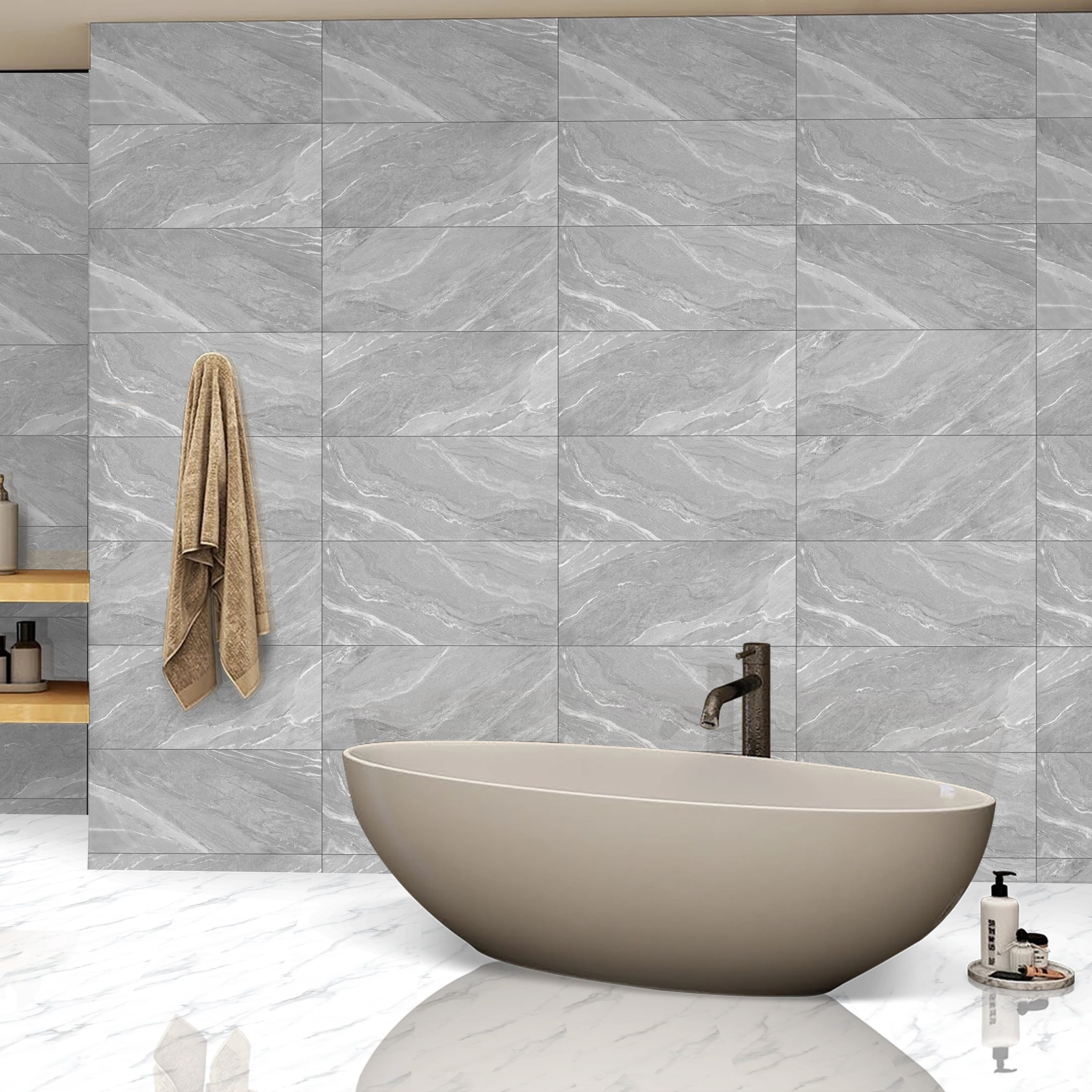Yorkshire Grey Matt 30X60cm Bathroom Kitchen Ceramic Wall Tile