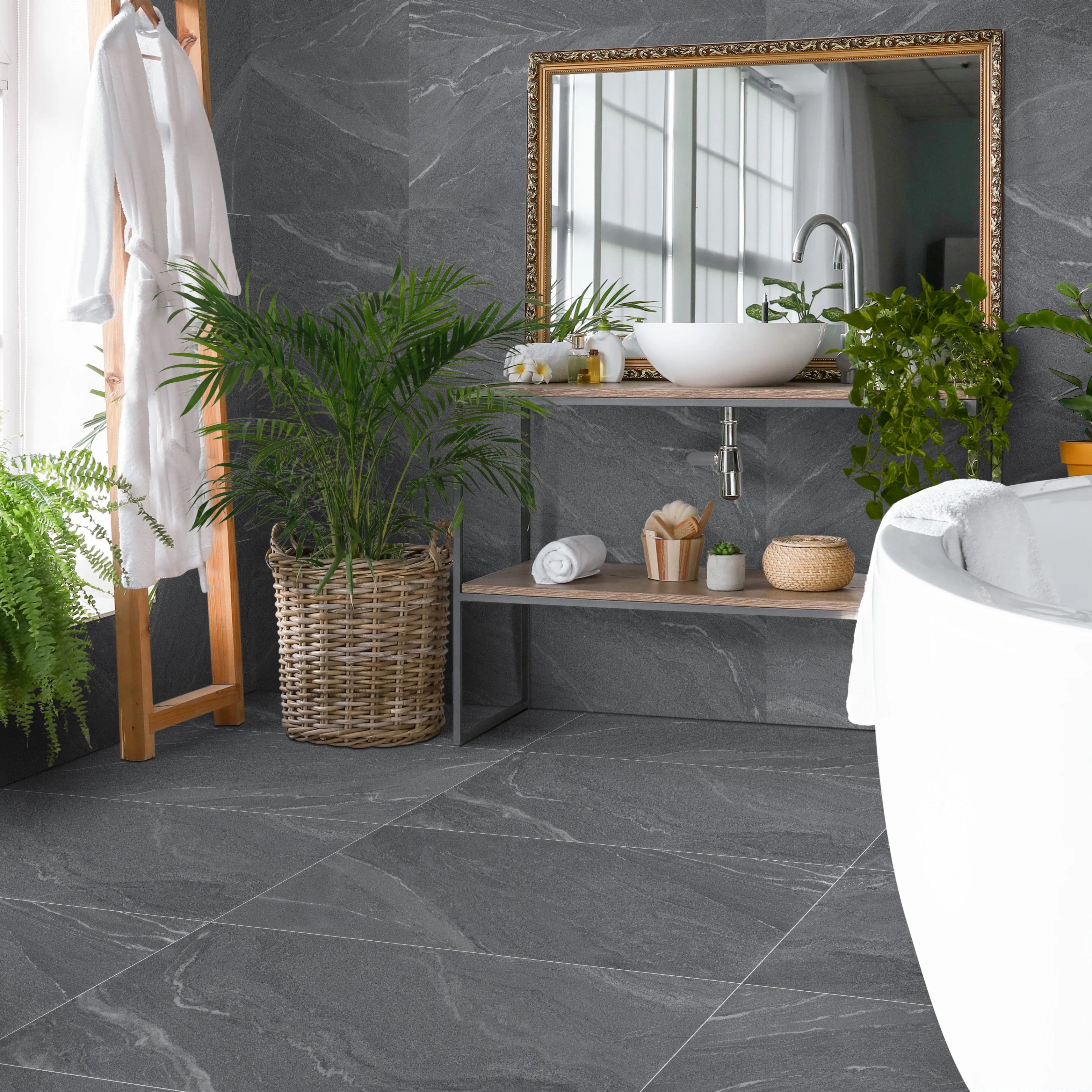 Yorkshire Nero Gloss Porcelain 60x120cm Wall and Floor Tiles