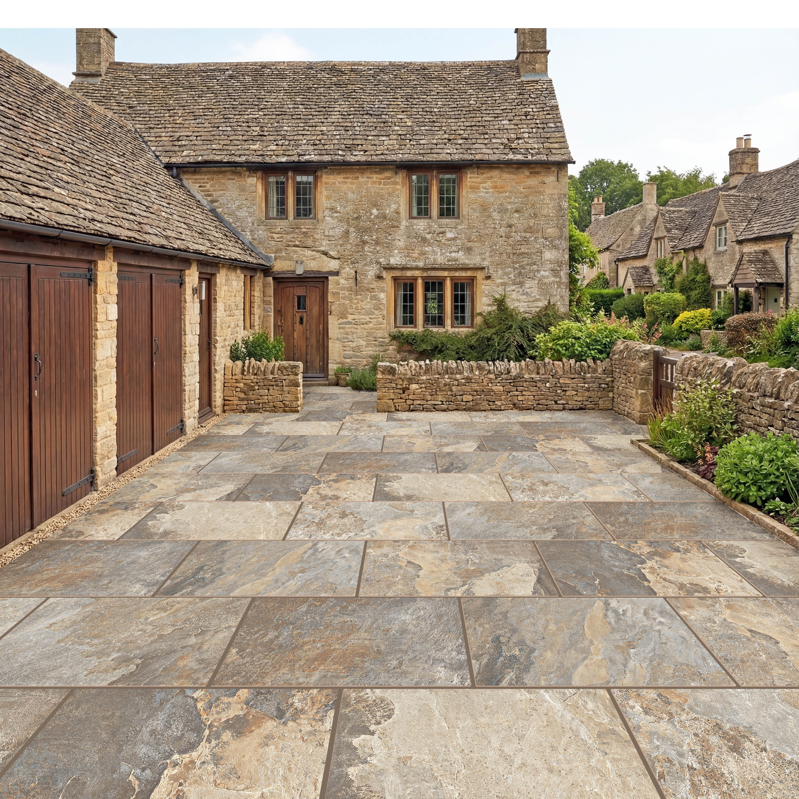 Yorkshire Stone Porcelain Anti Slip Outdoor Parking Garden Matt Tiles ...