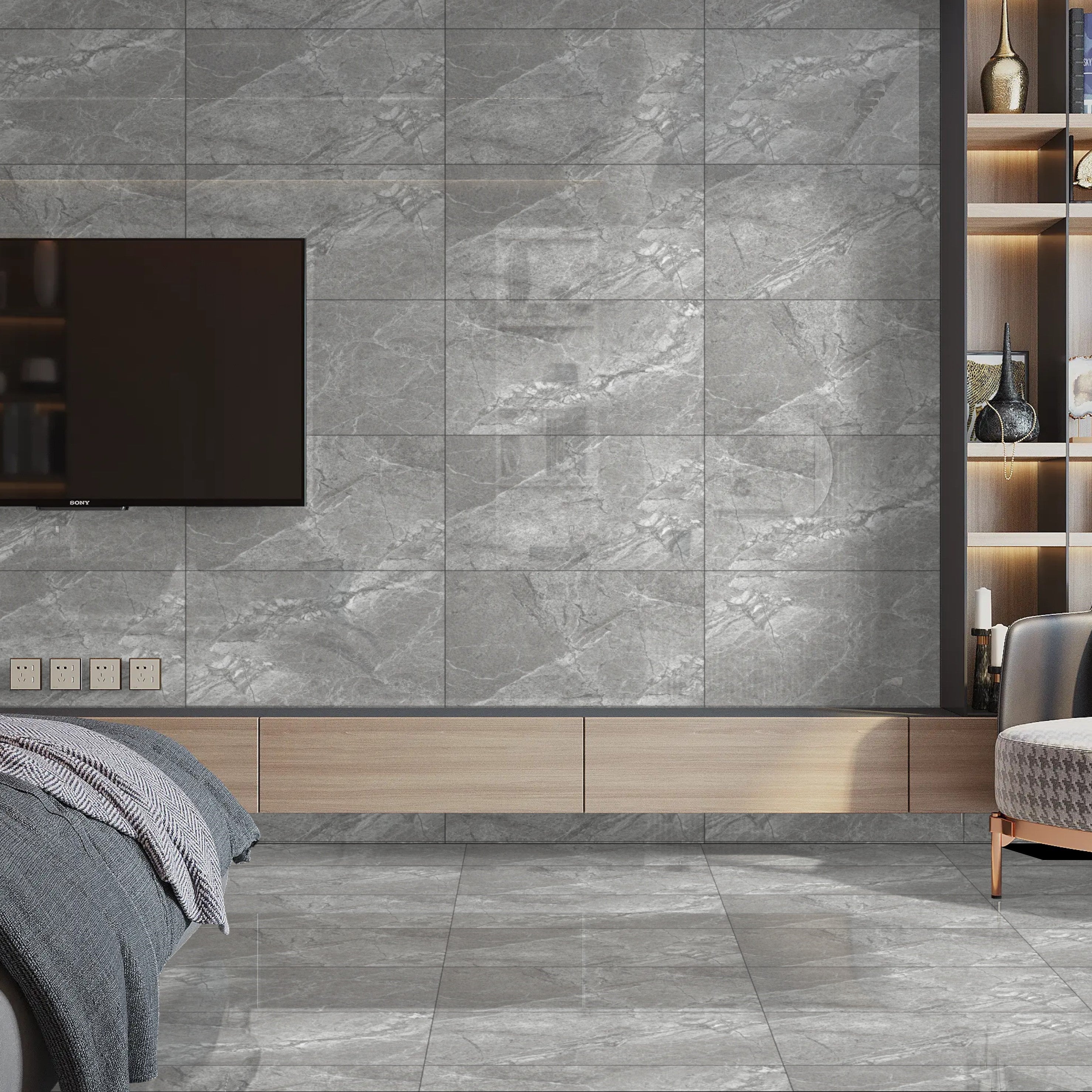 Enigma Grey Porcelain Gloss 30x60cm Indoor Wall And Floor Tiles