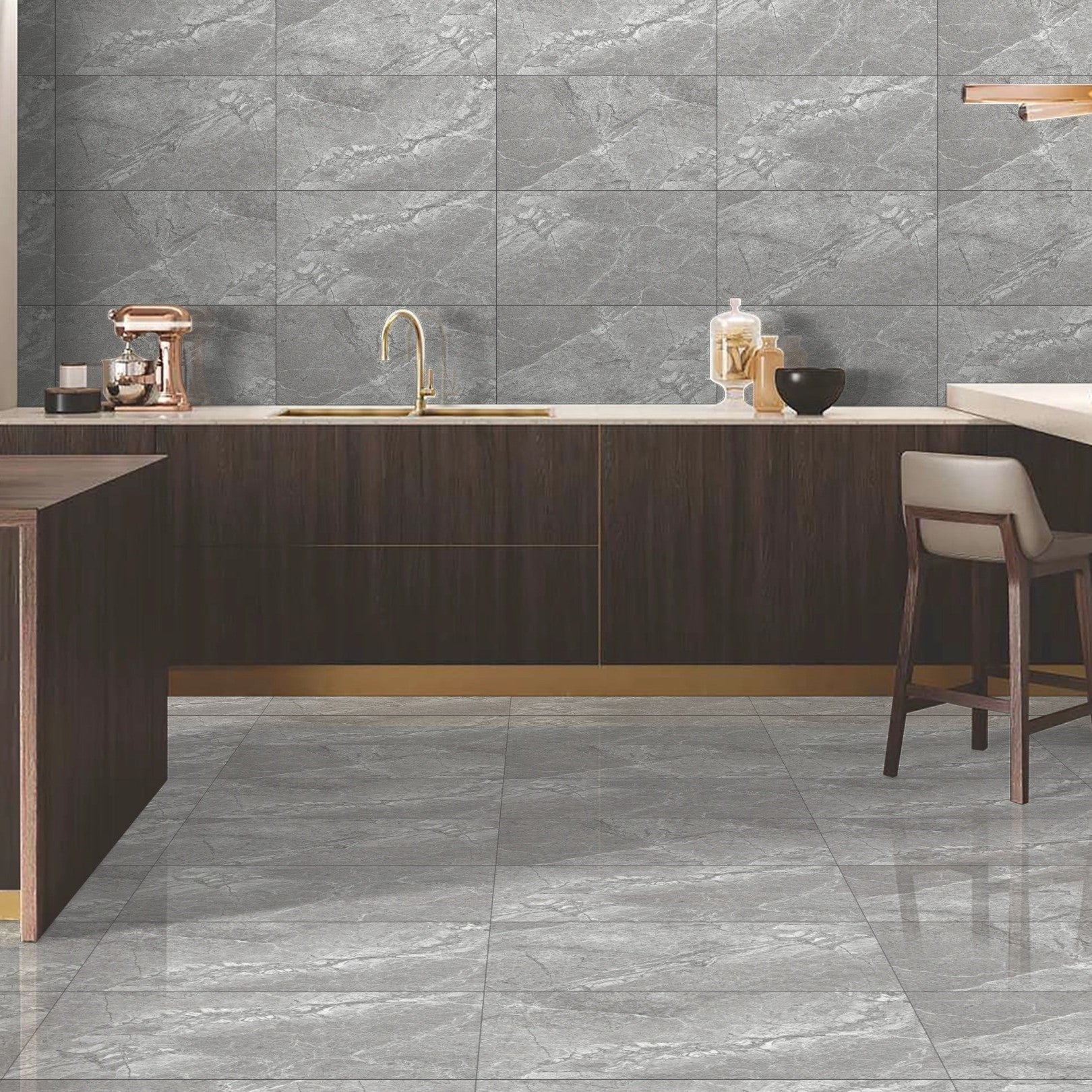 Enigma Grey Porcelain Gloss 30x60cm Indoor Wall And Floor Tiles