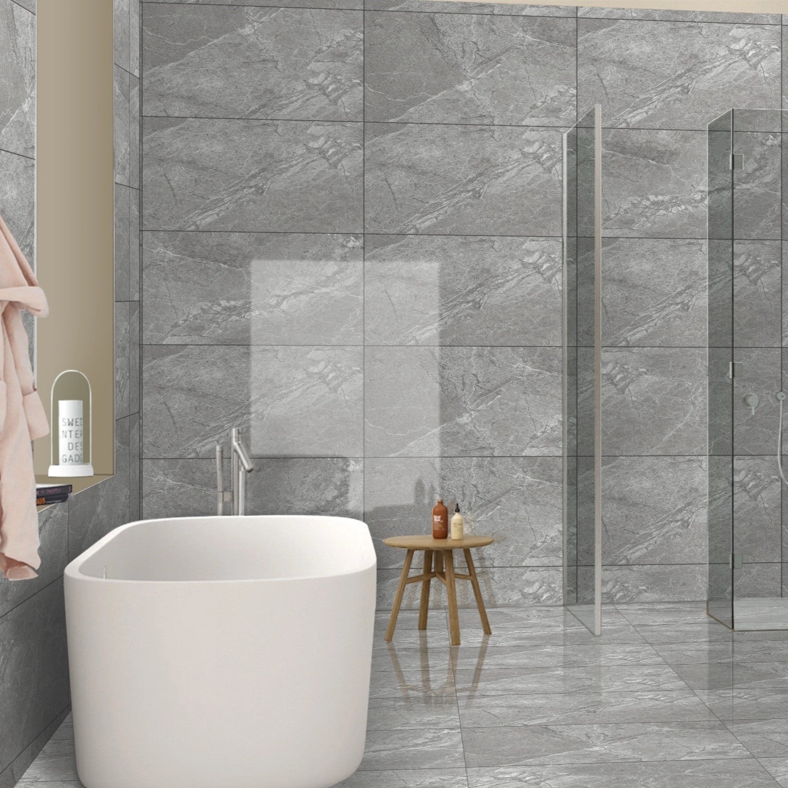 Enigma Grey Porcelain Gloss 30x60cm Indoor Wall And Floor Tiles