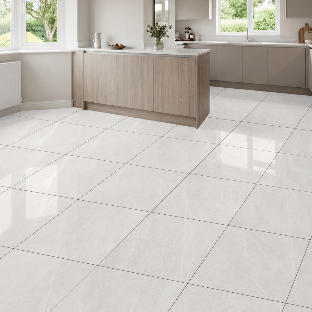 Alpine White Gloss Porcelain 60x60cm Wall and Floor Tiles – Tile Topia