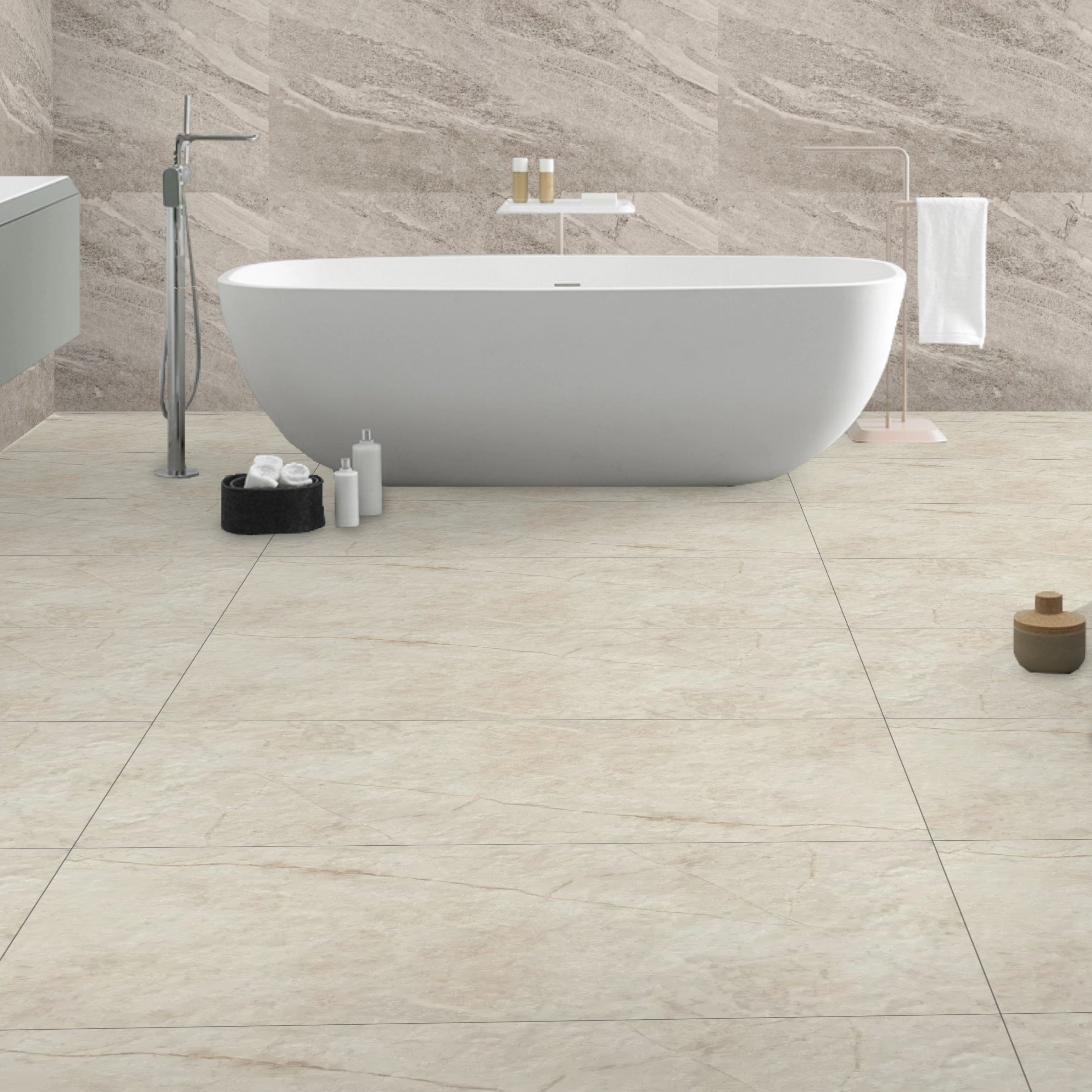 Concrete Beige Matt Porcelain 59.5X120cm Wall Floor Tile