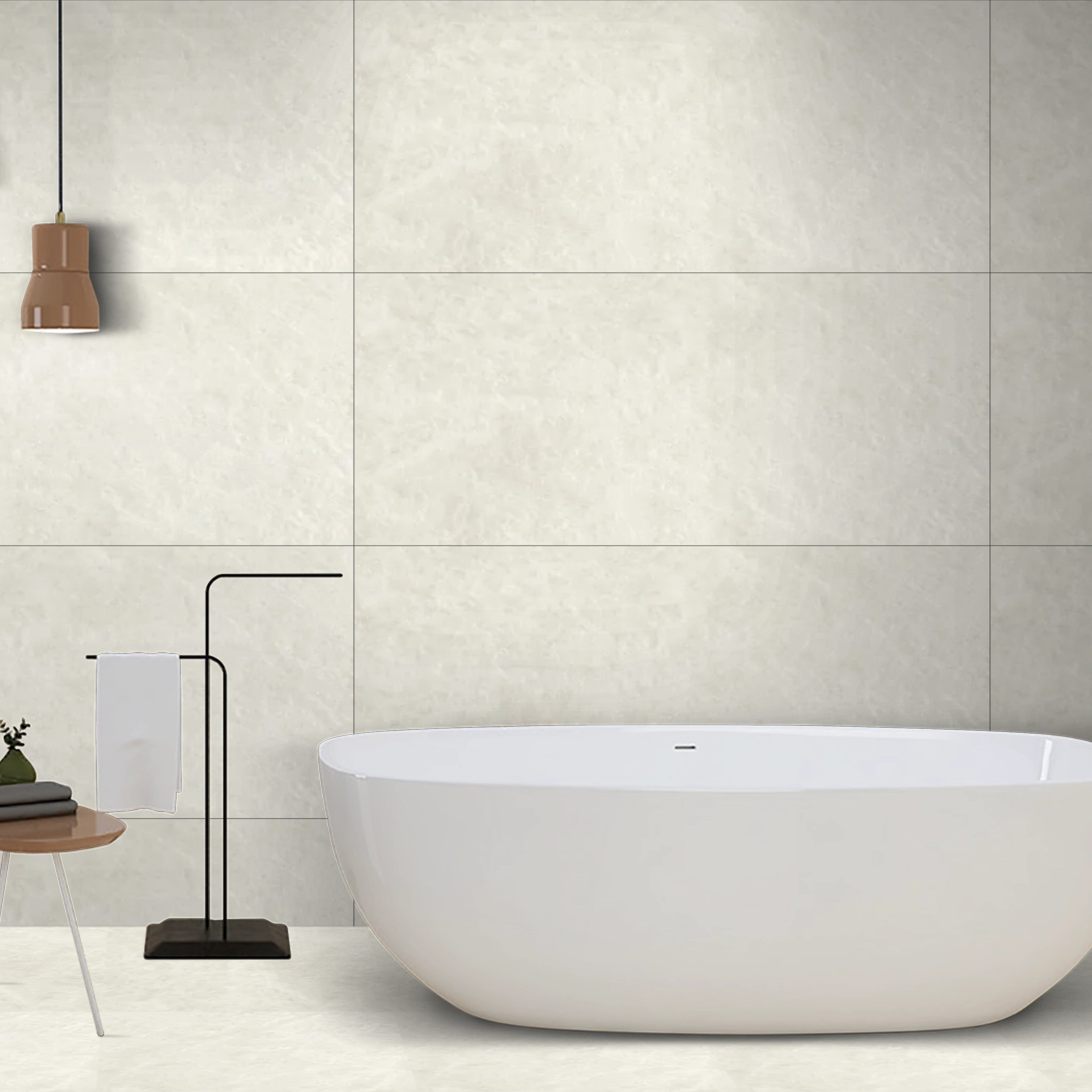 Concrete White tiles 59.5x120cm Matt Porcelain Tiles