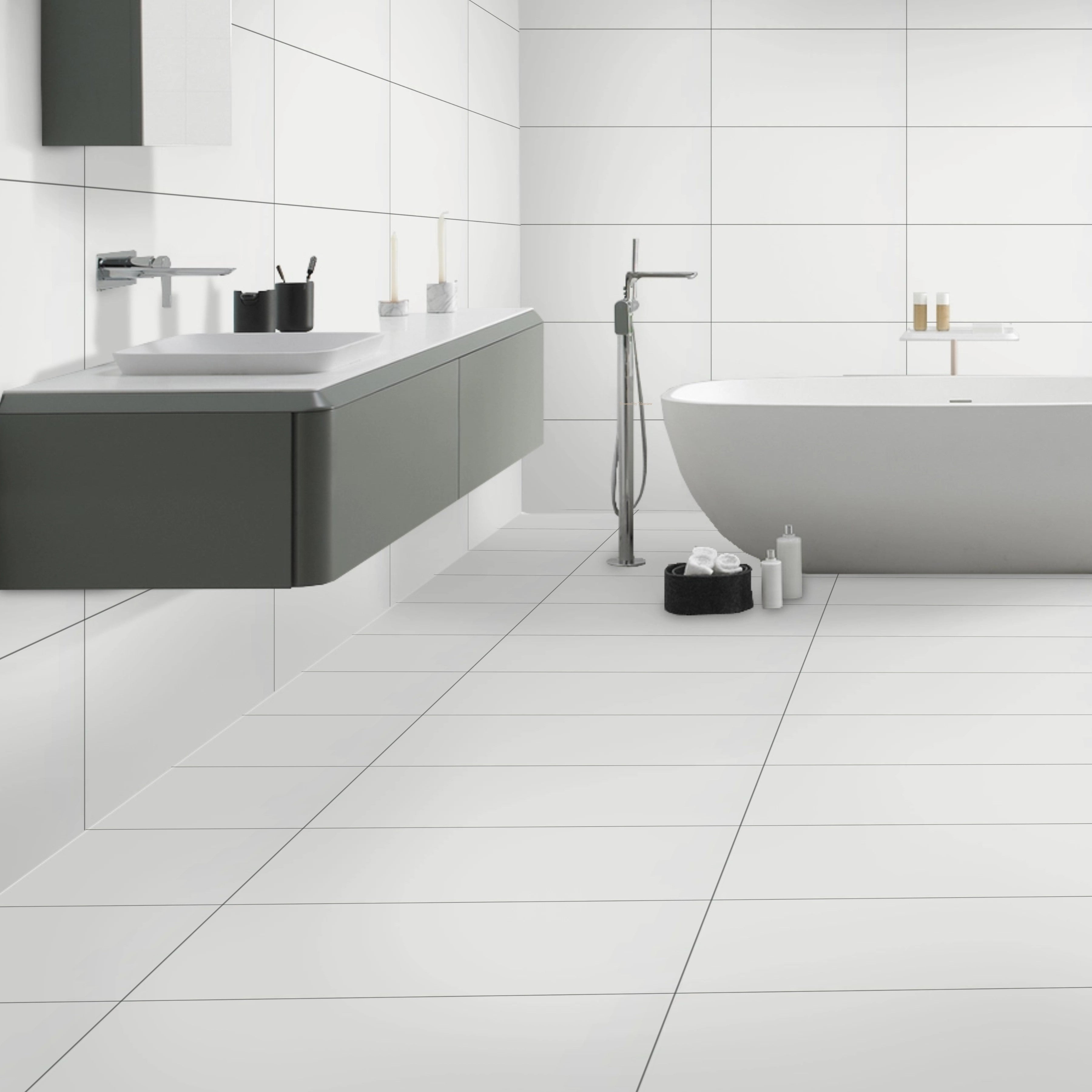 Glorious Prosaic White Gloss Ceramic 30x60cm Wall Tiles