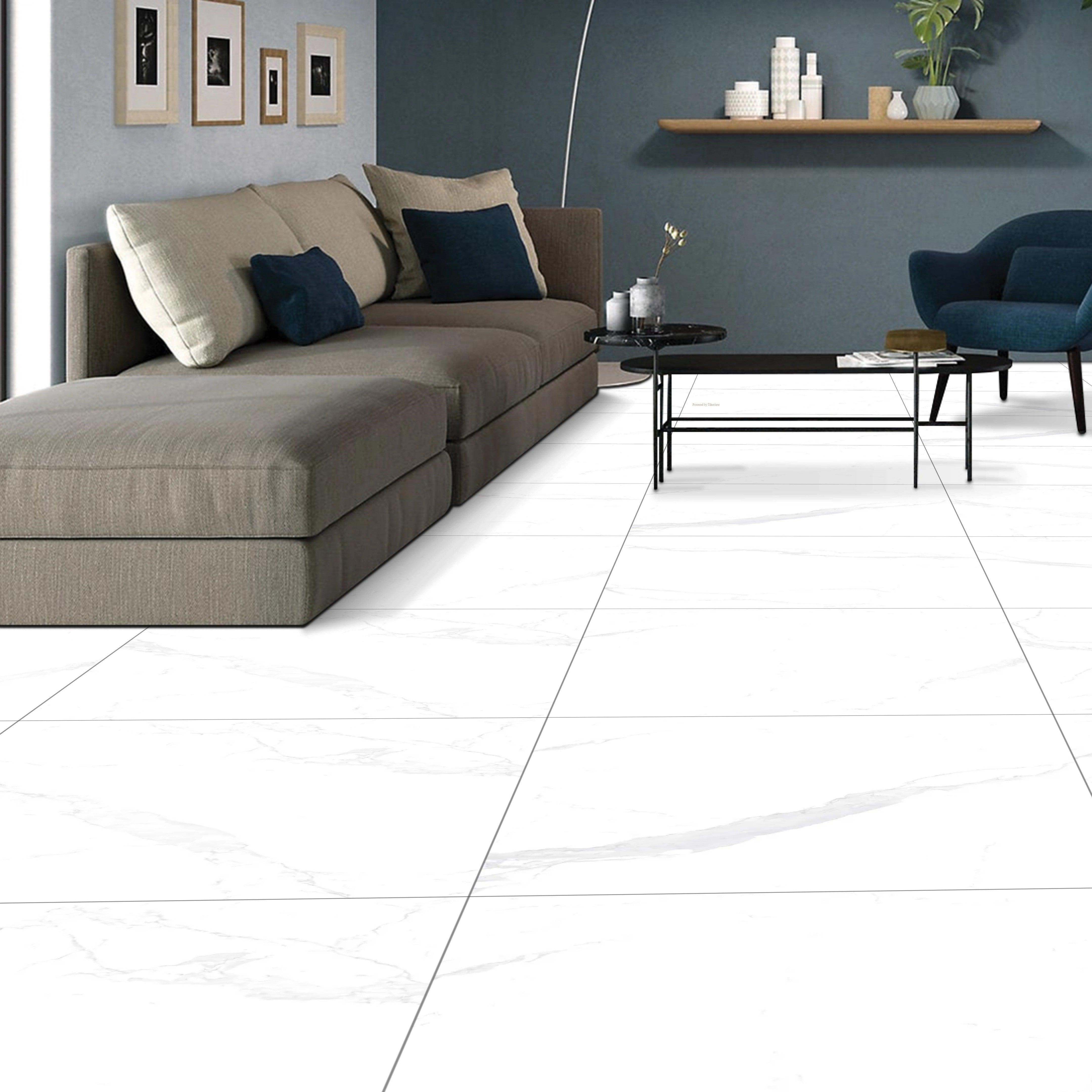 Arctic Frost Carara Gloss Porcelain 60x60cm Wall and Floor Tiles