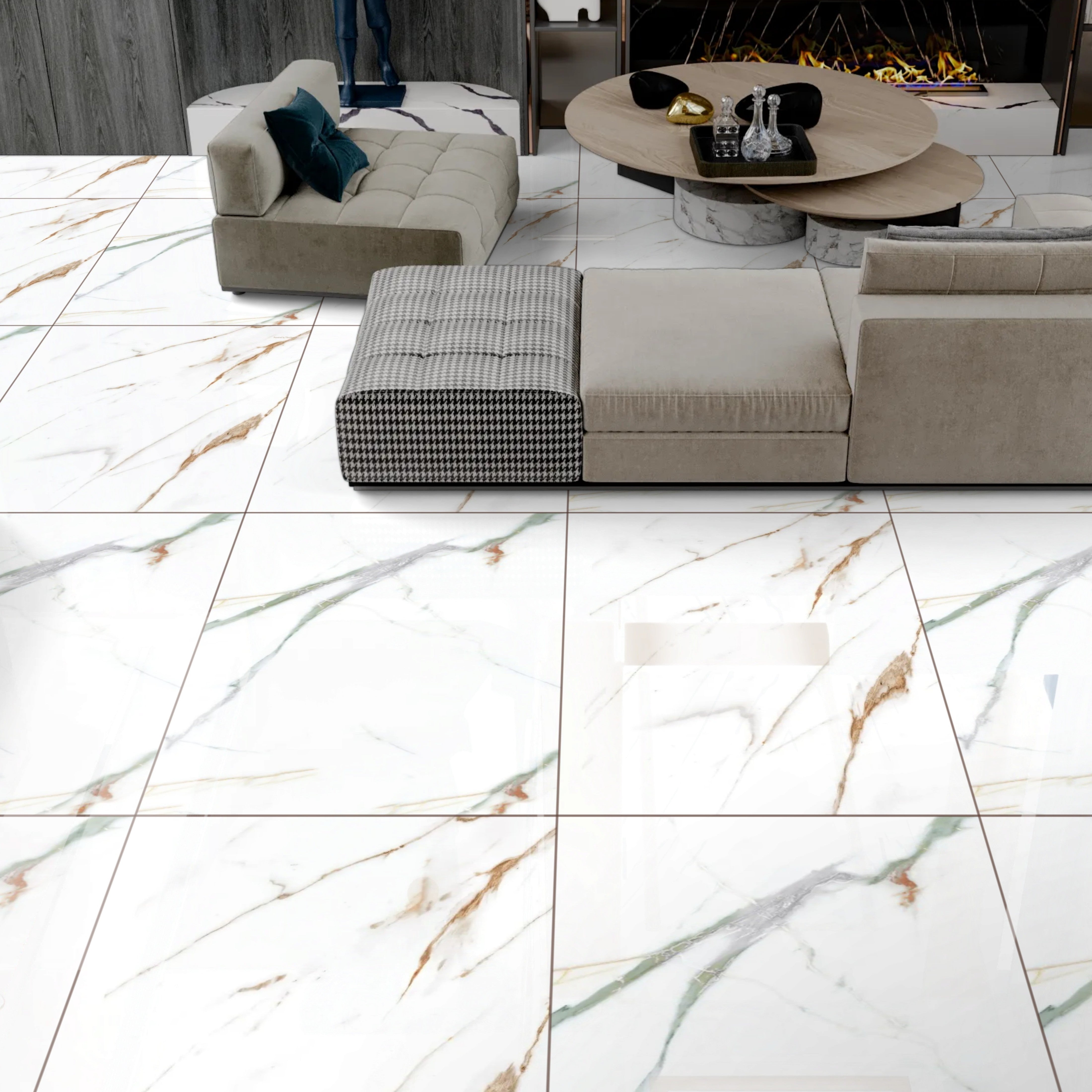 Golden Carrara Gloss Porcelain 60x120cm  Wall and Floor Tiles
