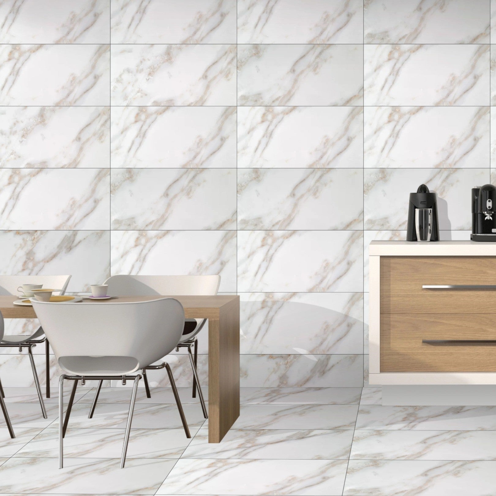 Golden Ivory Marble Polished Porcelain 30X60cm Wall and Floor Tiles