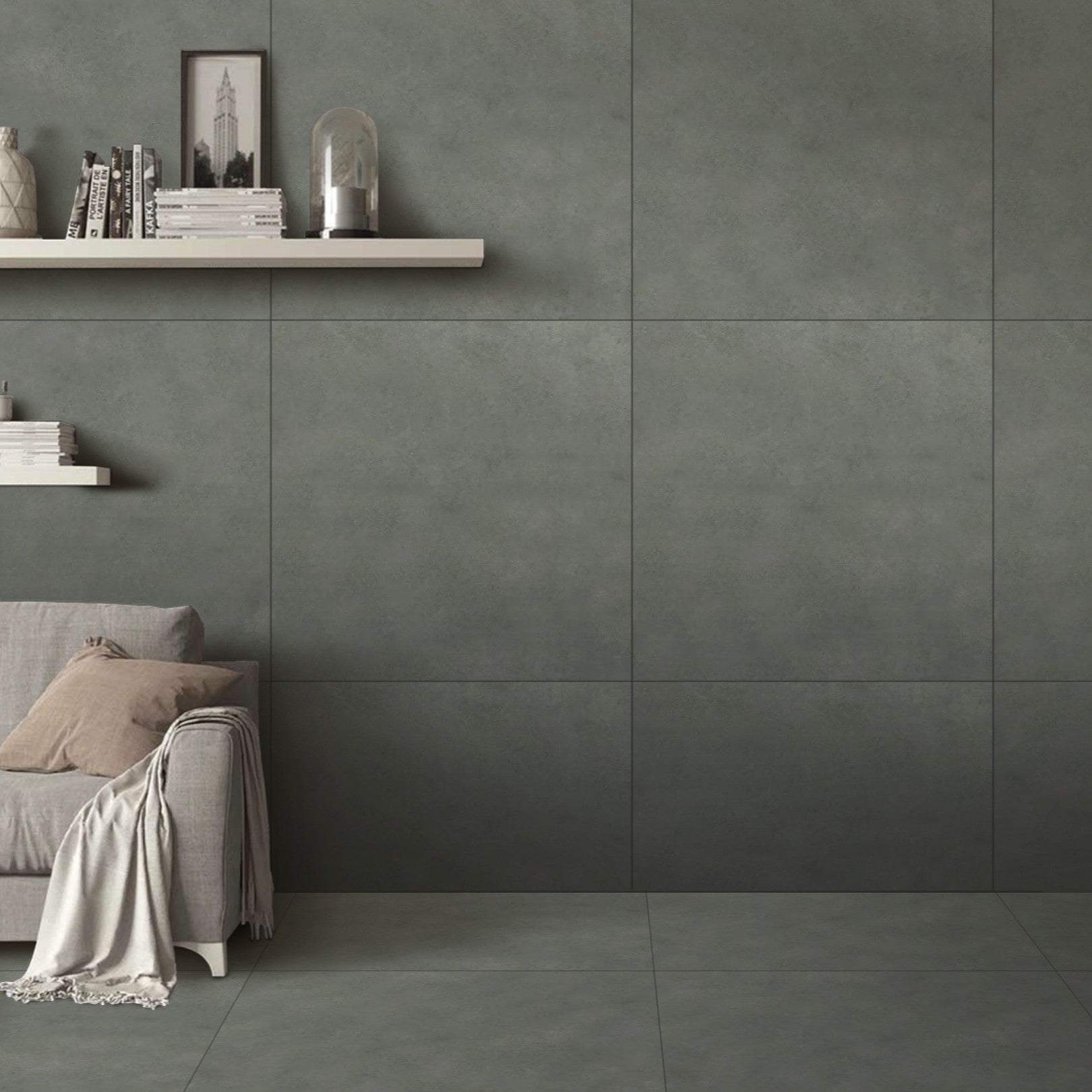 Notion Dark Grey Concrete Effect Porcelain 60x60cm Wall And Floor Tile