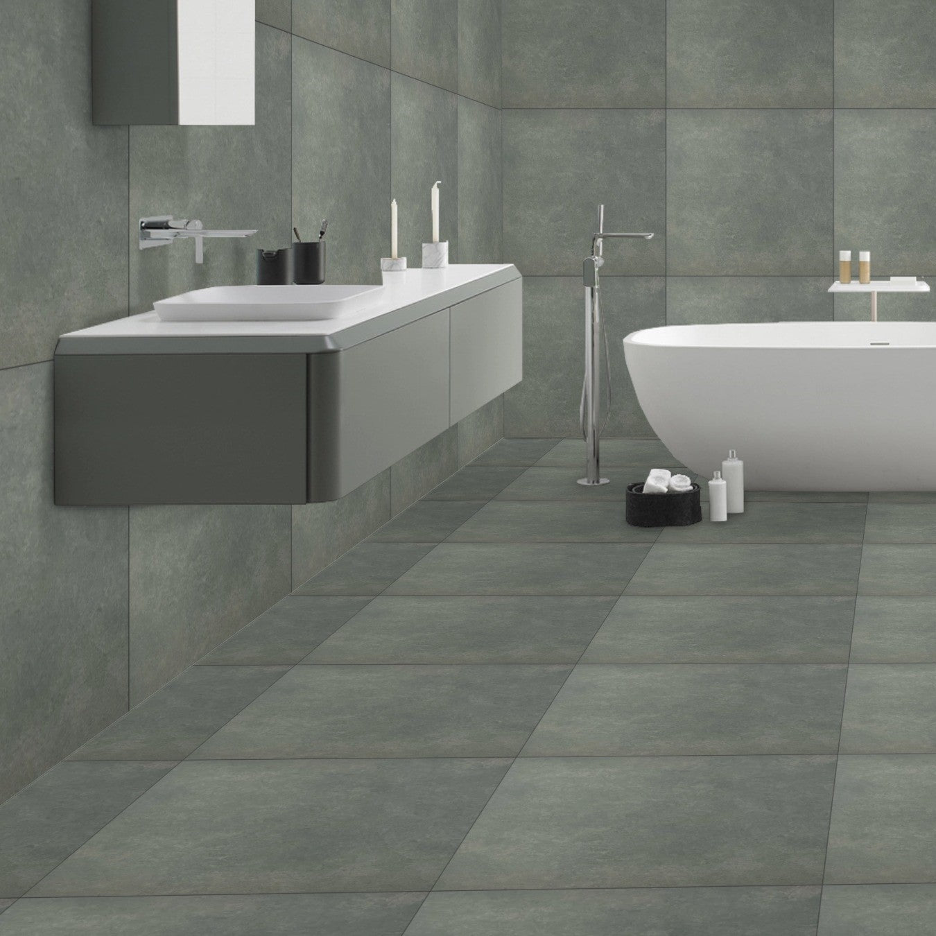 Slate Ash Grey Concrete Effect Porcelain 60x60cm Wall And Floor Tile