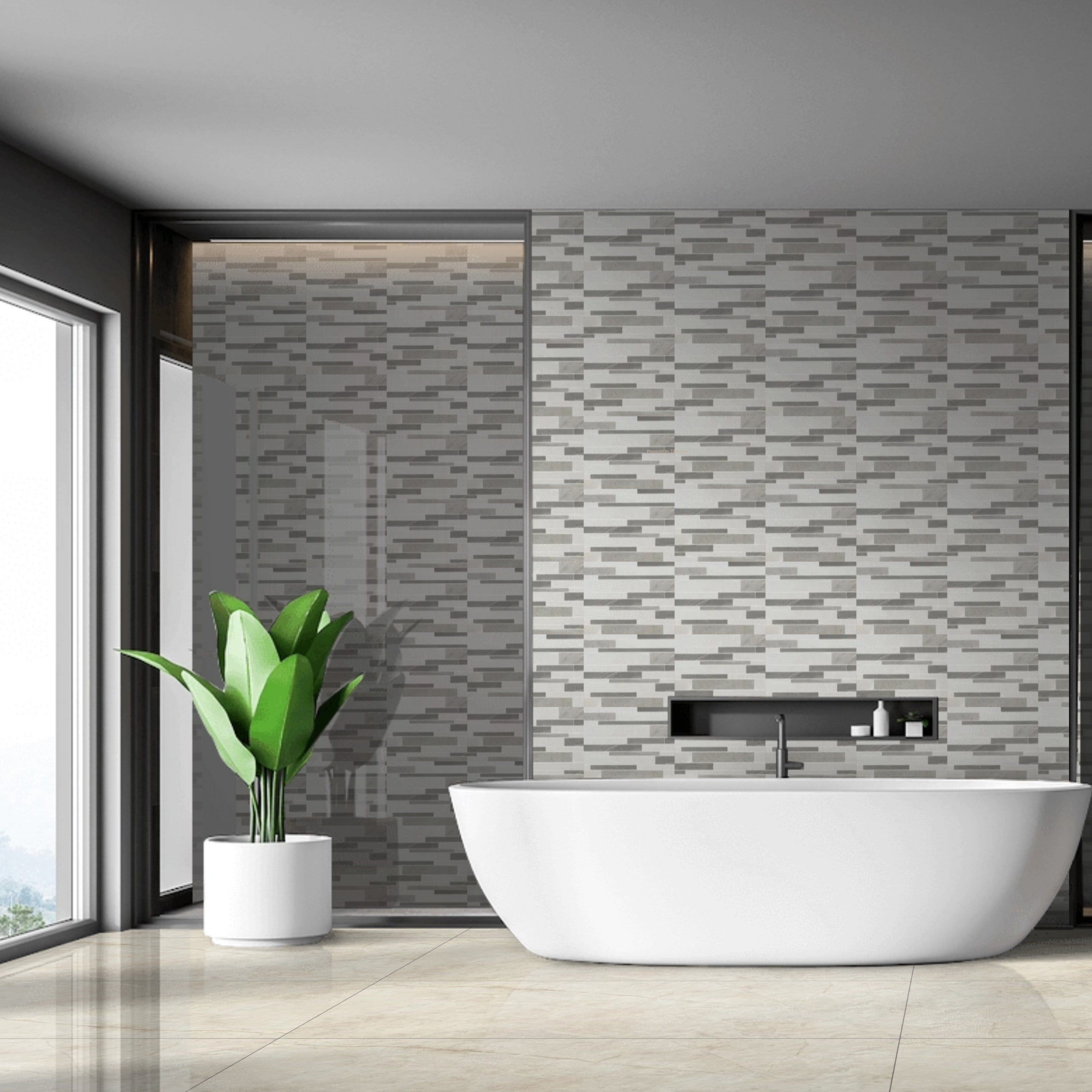Suva Grey Matt Split-face Ceramic 25x40cm Wall Tiles