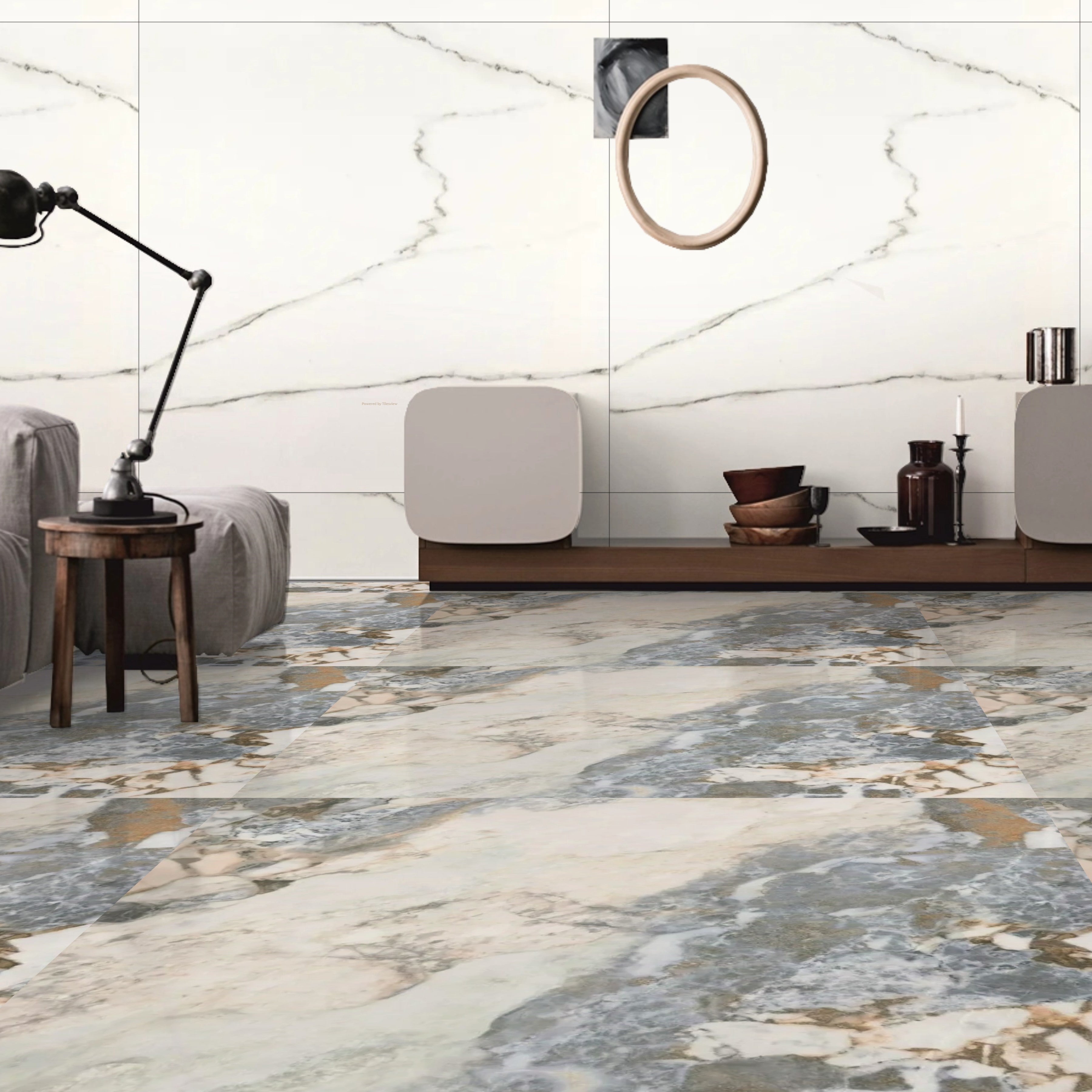 Ario White Polished Marble Porcelain 120x120cm Wall and Floor Tiles