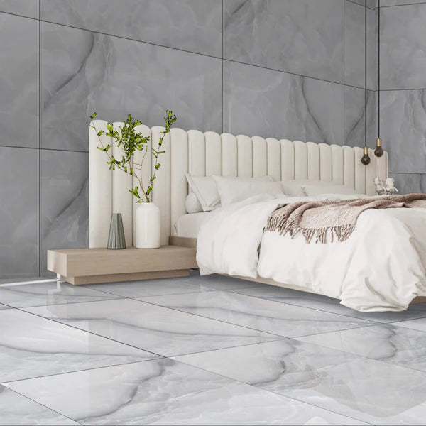 Moonlit Mercury Grey Gloss Porcelain 60x120cm Wall and Floor Tiles